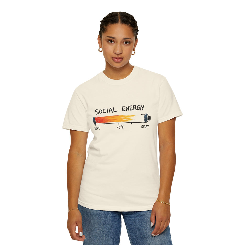 Social Energy Meter Shirt, Introvert Humor Tee, Social Battery Bar Chart T-Shirt, Funny Minimal Graphic, Nope to Okay Gift