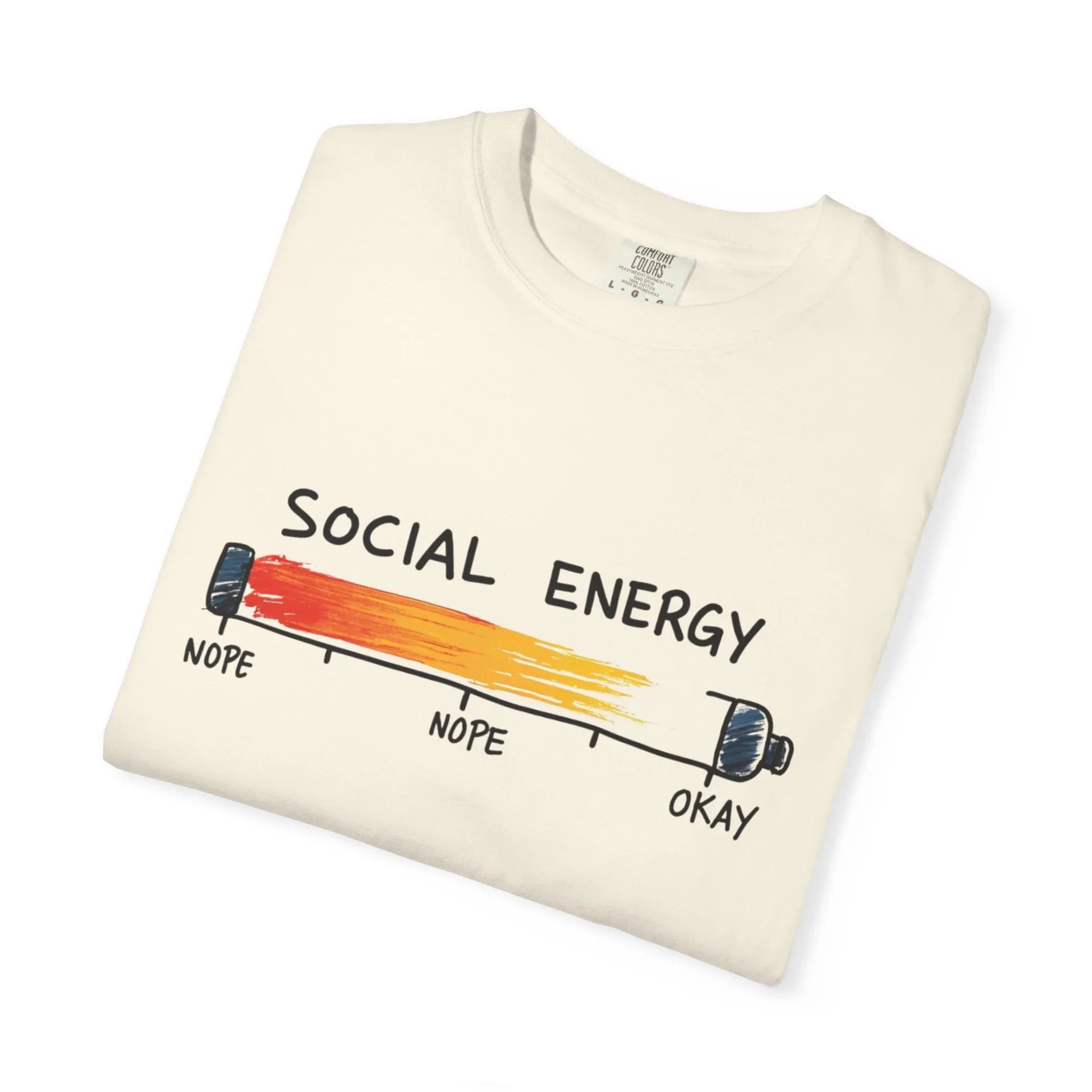 Social Energy Meter Shirt, Introvert Humor Tee, Social Battery Bar Chart T-Shirt, Funny Minimal Graphic, Nope to Okay Gift Ivory