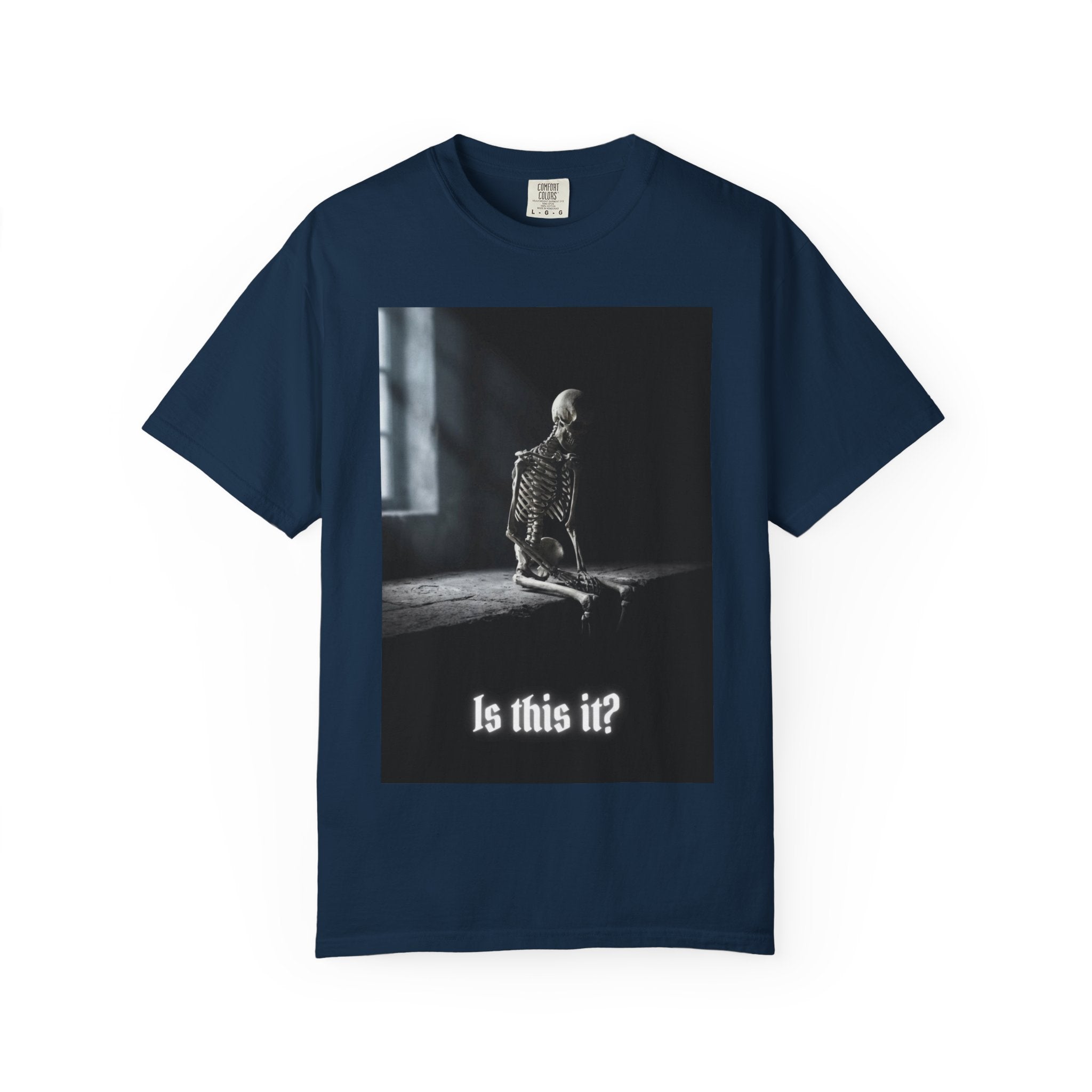 He'll Text Back Skeleton T-Shirt - Vintage Dark Humor Tee - Gothic Horror Graphic Shirt - Relatable Sarcastic Ghosting Gift - Retro Aesthetic Streetwear True Navy