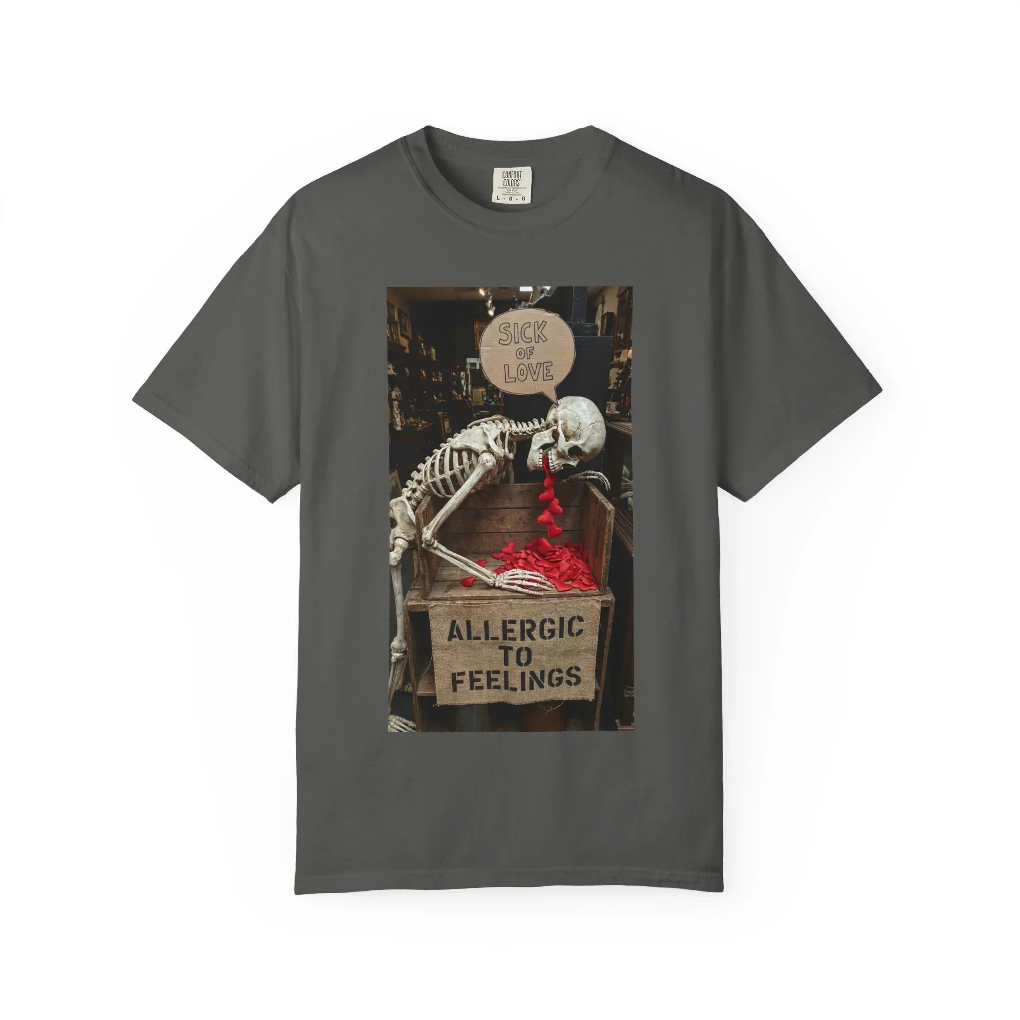 Any Century Now" Skeleton Graphic Tee - Sick of Love & Allergic To Feelings Edition Pepper