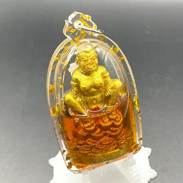 Enchanting Mae Poe Amulet with Blessed Twin Oil Casing - Sacred Charm by Ajarn Nankong of Pu Yai Tattoo School, Chiang Mai 2568