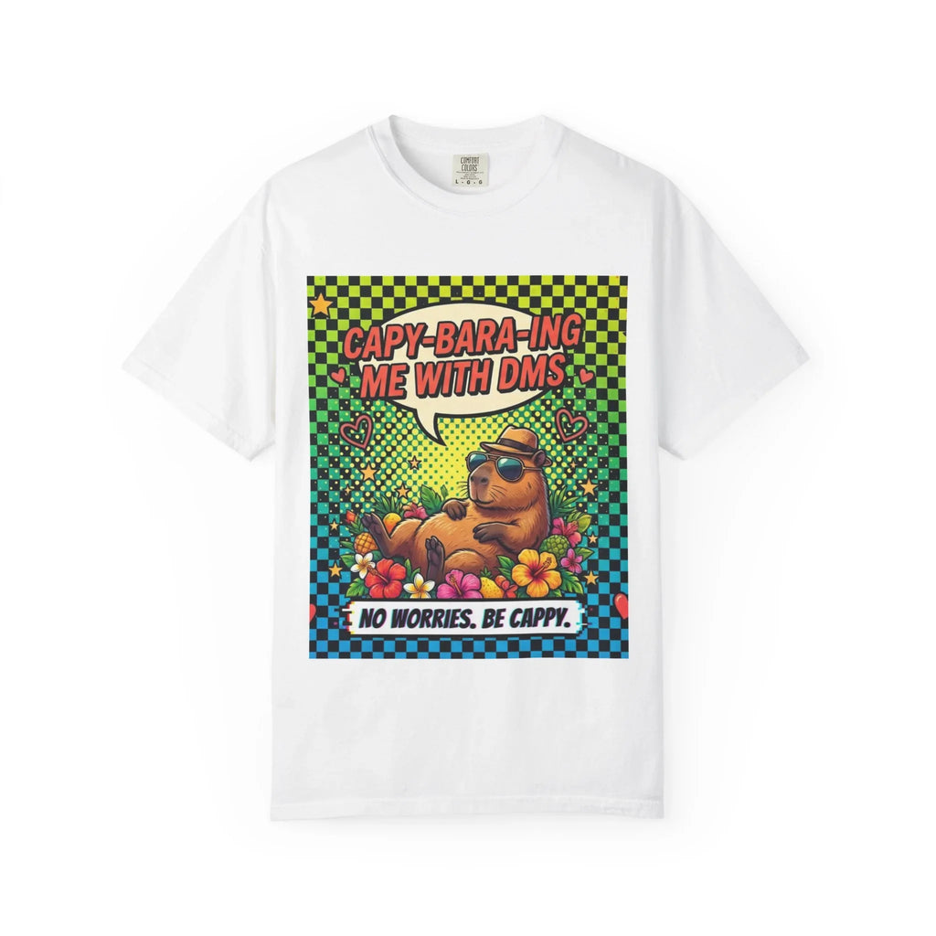 Capybara Relaxing Cartoon T-Shirt | Capy-bara-ing Me With DMs Tee | No Worries Be Cappy | Viral Meme Humor Gift Shirt