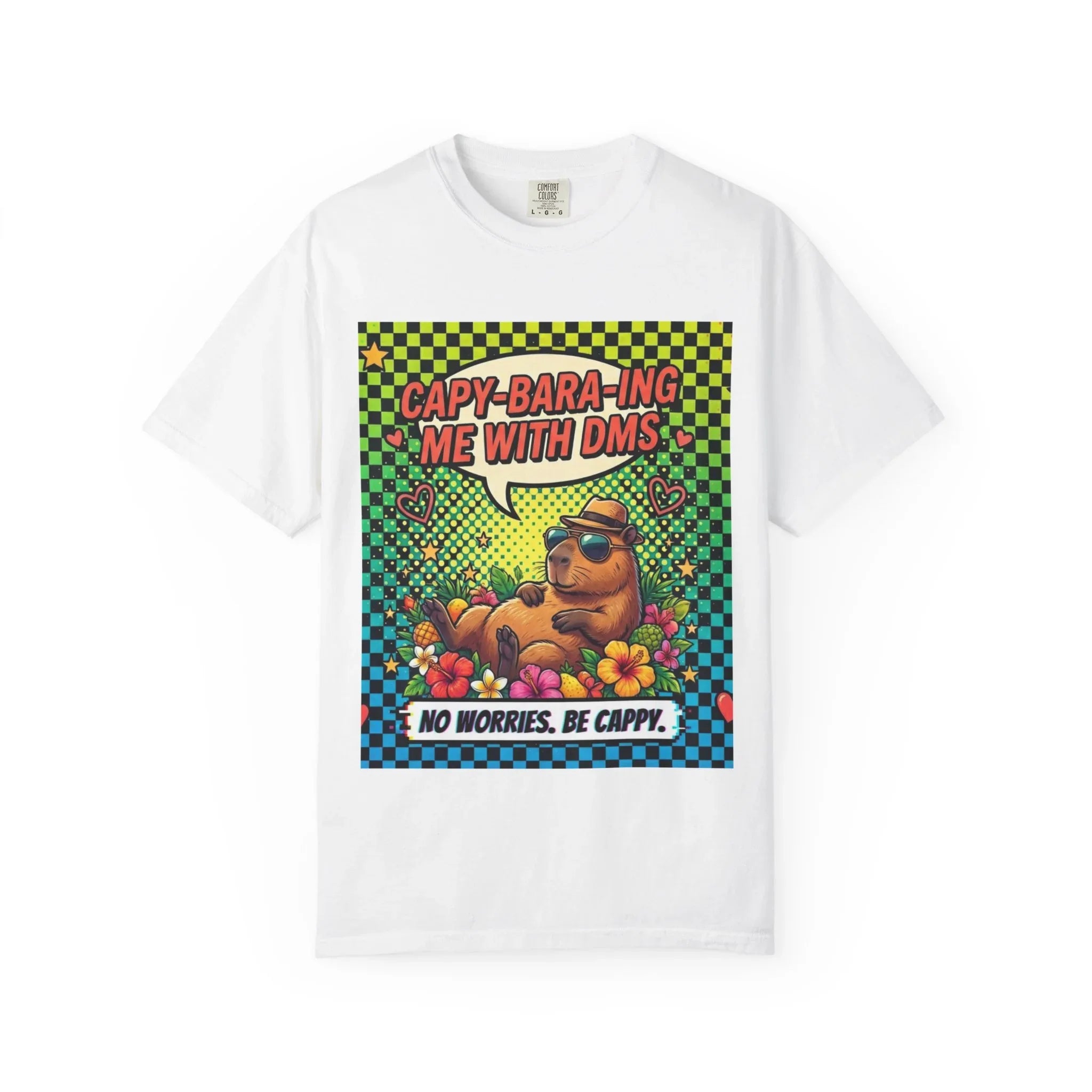 Capybara Relaxing Cartoon T-Shirt | Capy-bara-ing Me With DMs Tee | No Worries Be Cappy | Viral Meme Humor Gift Shirt