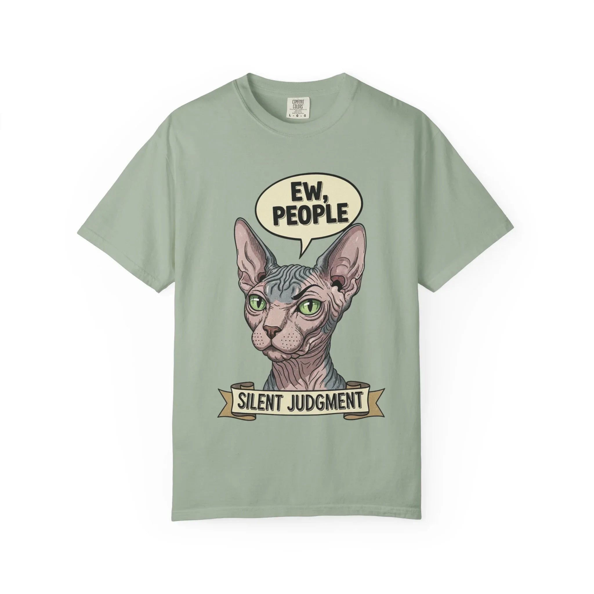 Funny Sphynx Cat Shirt - "Ew, People" Hoodie - Sarcastic Introvert Gift - Hairless Cat Tee - Silent Judgment Graphic Shirt - Grunge Style Cat Lover Top Bay