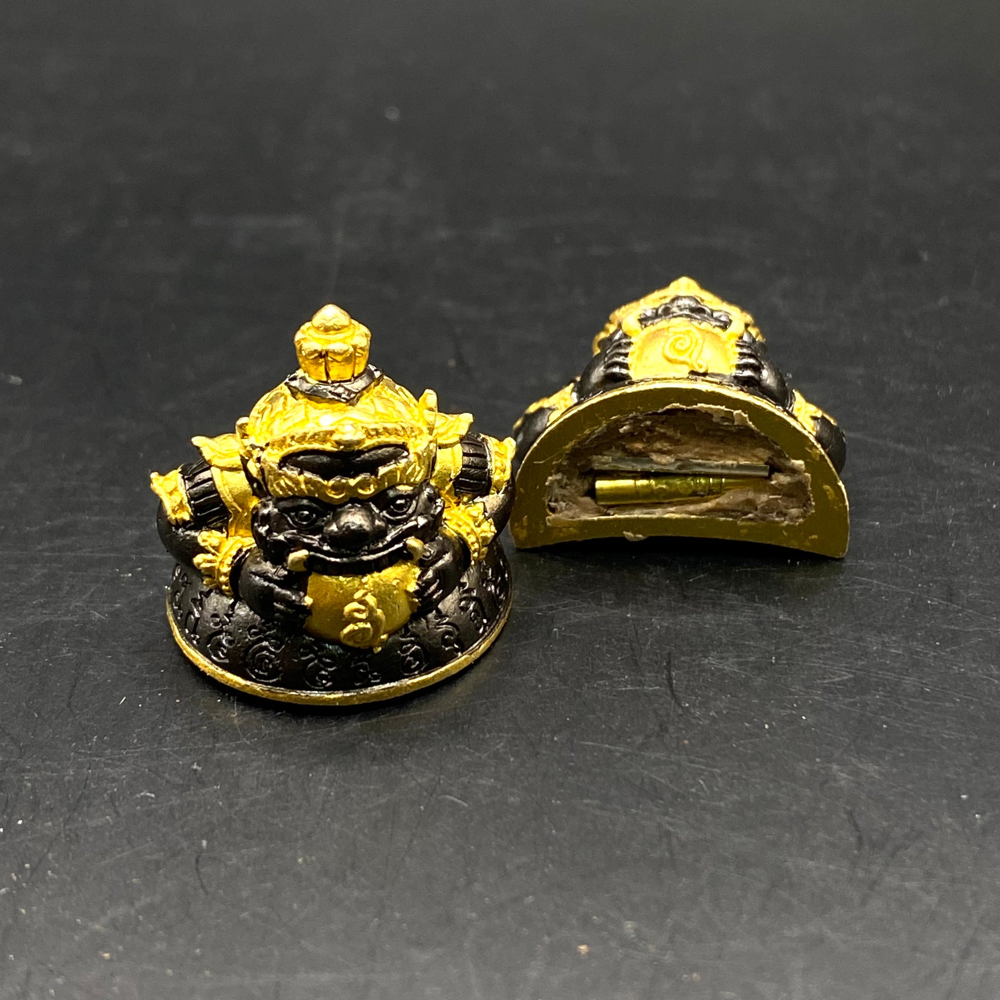 Rahu Amulet for Prosperity - Wealth Star Amulet 2568 | Sacred Protection from Wat Khao Cha-om 3K Black Rhodium Plated