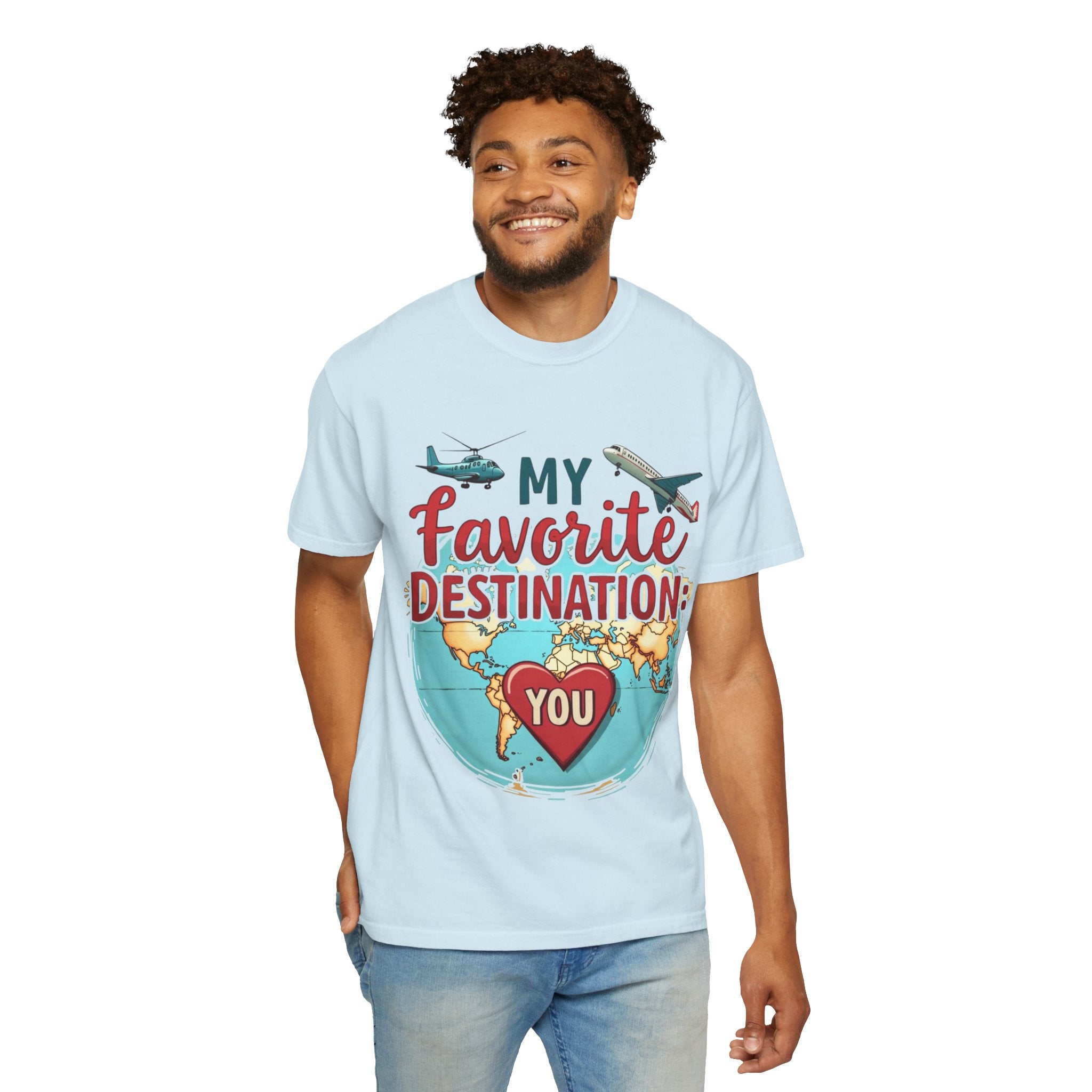 My Favorite Destination You Shirt, Travel Map Heart Plane T-Shirt, Cute Globe Airplane Tee, Couples Road Trip Gift, Anniversary Valentine