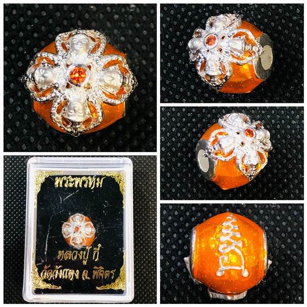 Phra Kru Pilat Thammavimon Blessing Amulet Bracelets ร้านค้าของฉัน Blue enamel Pink enamel Yellow enamel Pink enamel-Yellow enamel-Blue enamel-Green enamel-Orange enamel-Red enamel-Purple enamel-