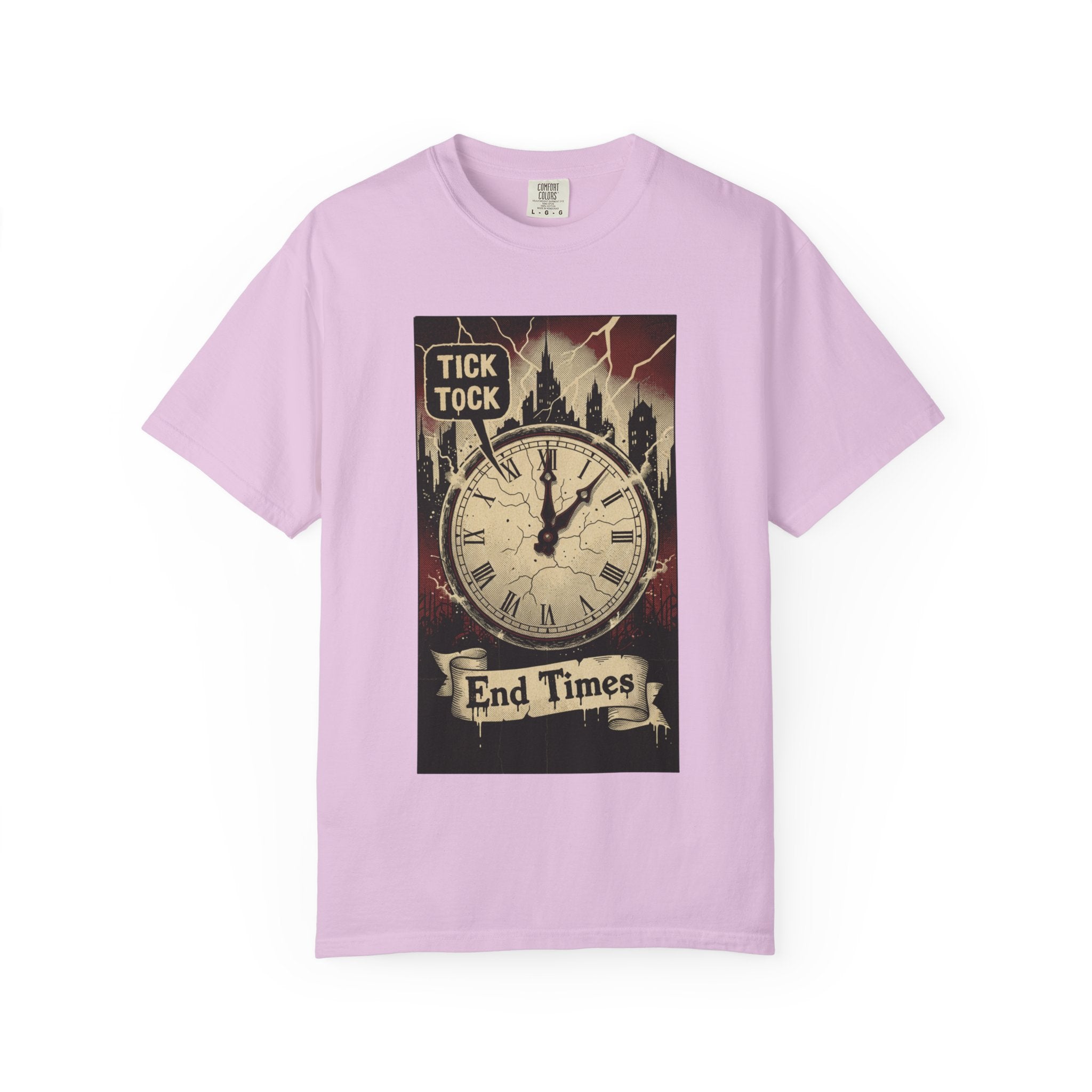 Doomsday Clock Shirt End Times Vintage Comic Tee Dark Aesthetic Grunge Top Apocalypse Graphic Retro Gothic Clothing Tick Tock Shirt Orchid