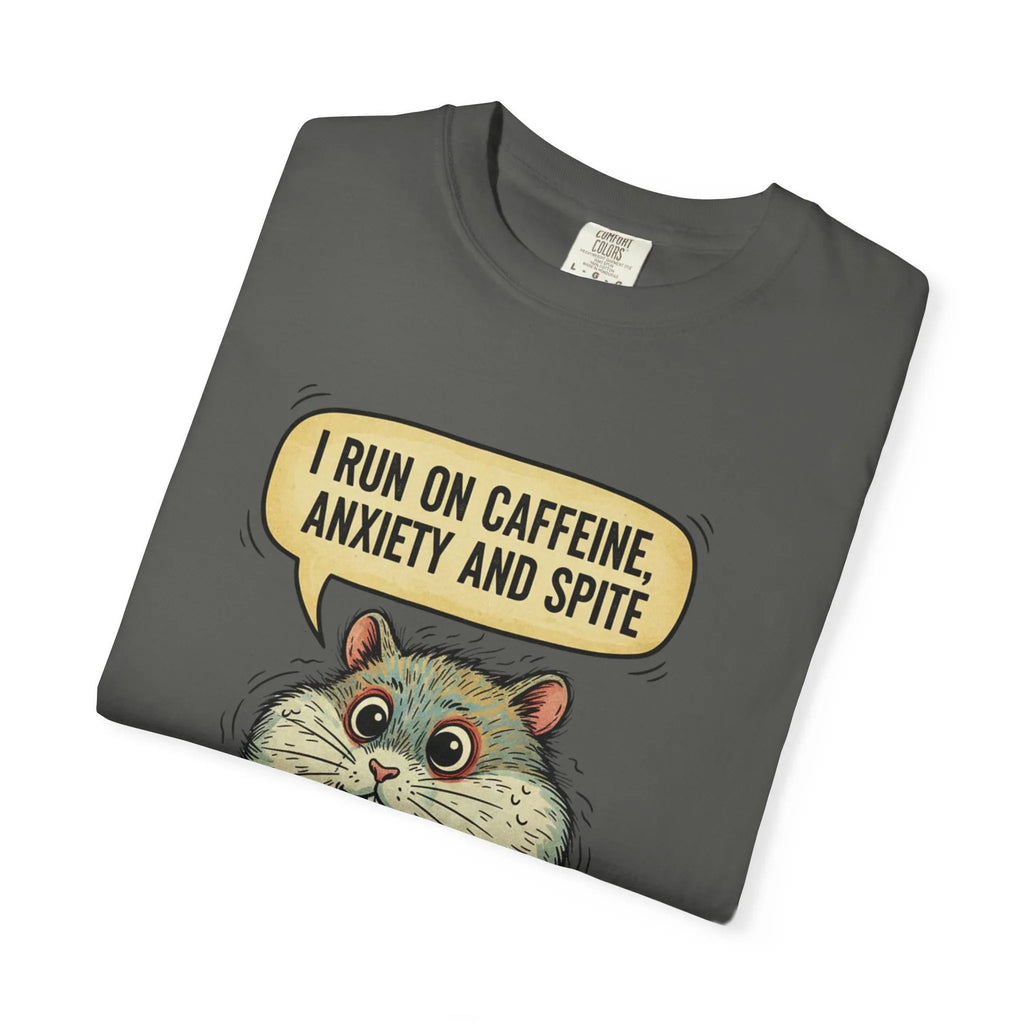 Funny Hamster Coffee Shirt - "Overthinking is My Cardio" T-Shirt - Caffeine Anxiety and Spite Gift - Sarcastic Mental Health Graphic Tee - Retro Jittery Hamster Overthinker Gift