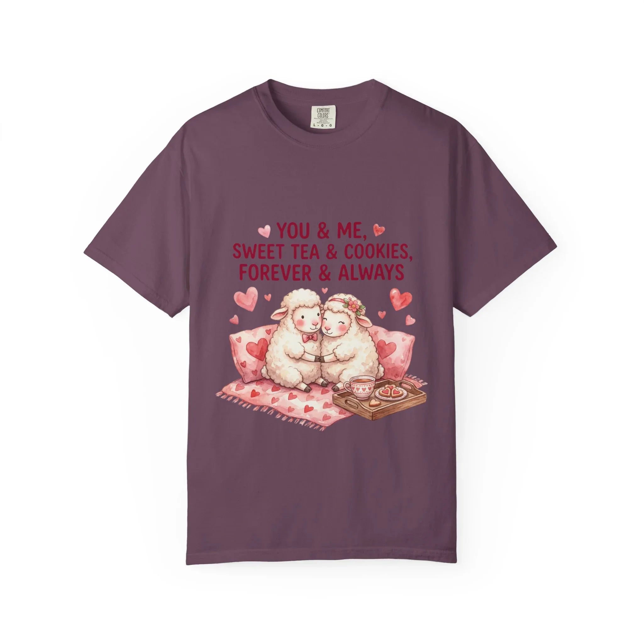 You and Me Sweet Tea Cookies Bears T Shirt Cute Cuddling Couple Watercolor Cozy Vintage Aesthetic Gift Lovers Soft Cotton Romantic Tee Berry M