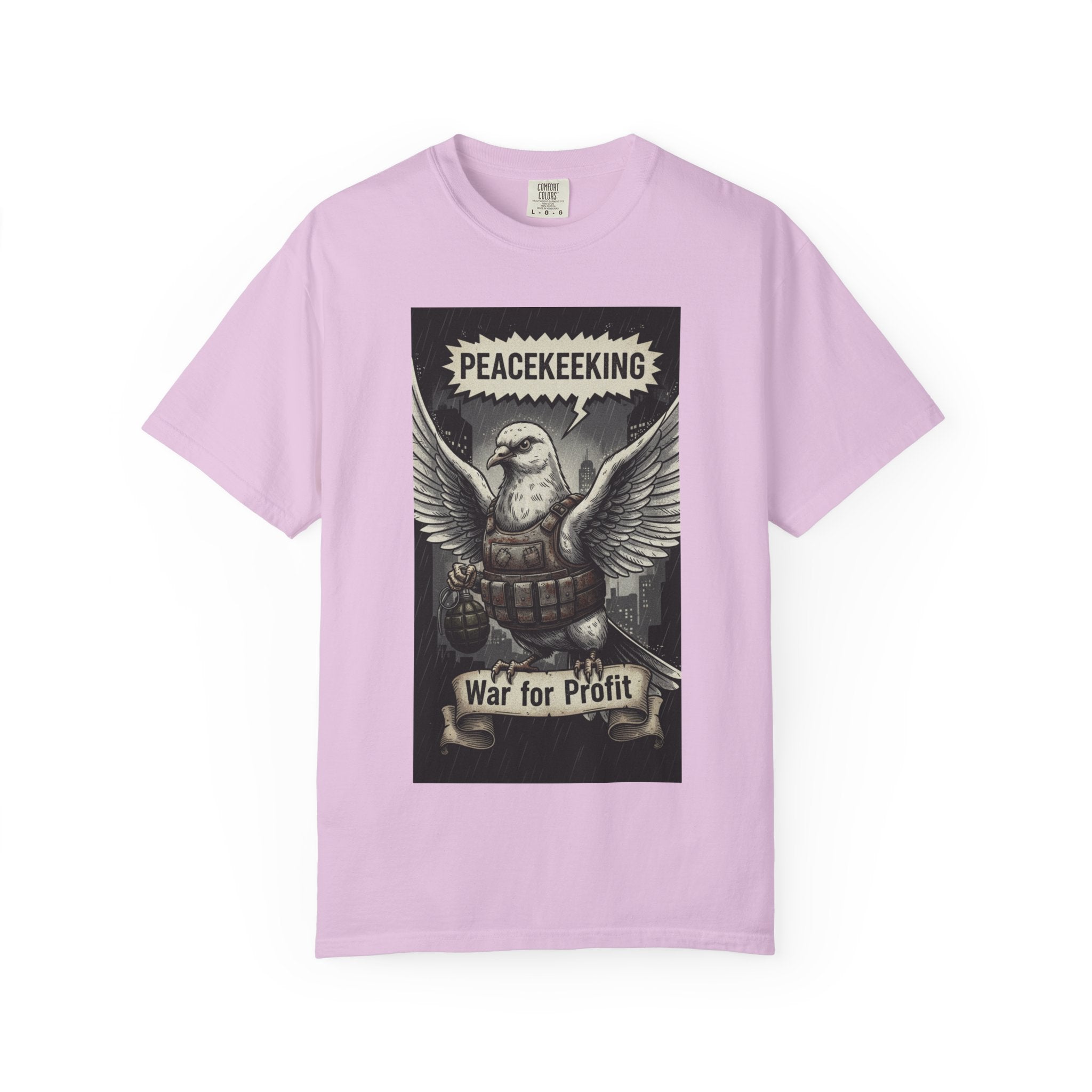 Vintage Satire Graphic Tee - Retro Political Comic Shirt - Media Manipulation & Anti-War Art - Sarcastic Social Commentary T-Shirt Orchid