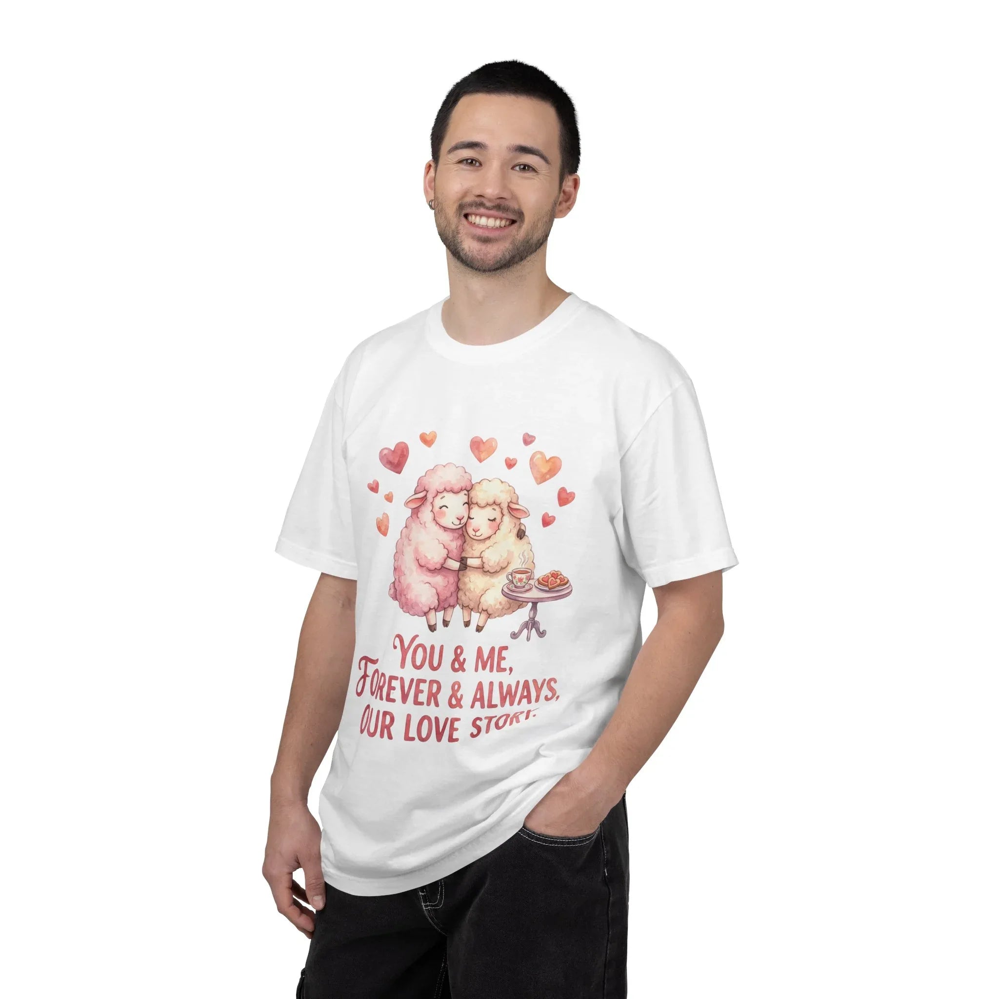 You and Me Forever Always Our Love Story T-Shirt | Cute Sheep Couple Tee | Cozy Valentine Gift | Vintage Soft Romantic Shirt