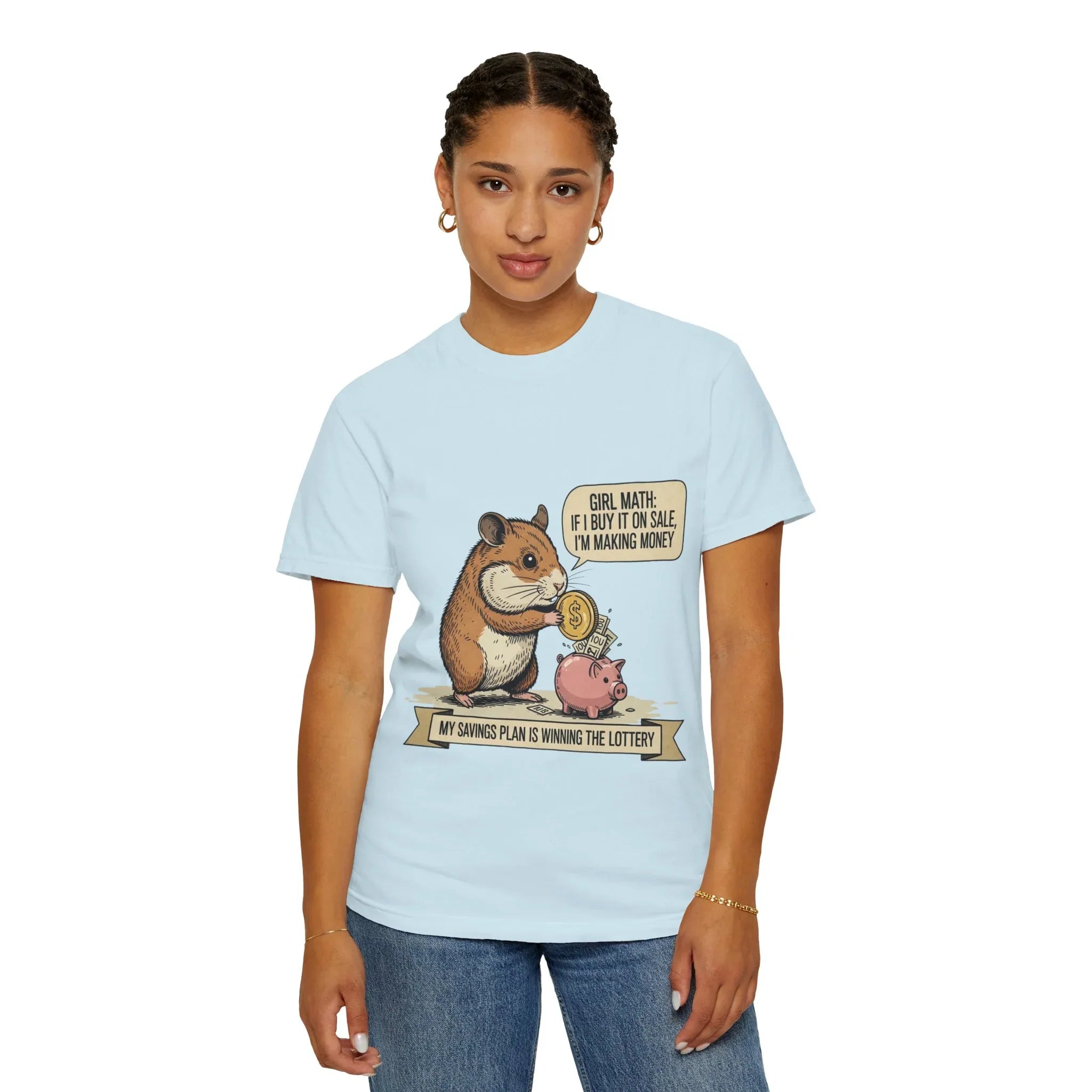 Funny Girl Math Shirt Hamster Saving Plan Tee Student Loan Otter Shirt Financially Stable Sloth Broke Life Gift Sarcastic Adulting Humor