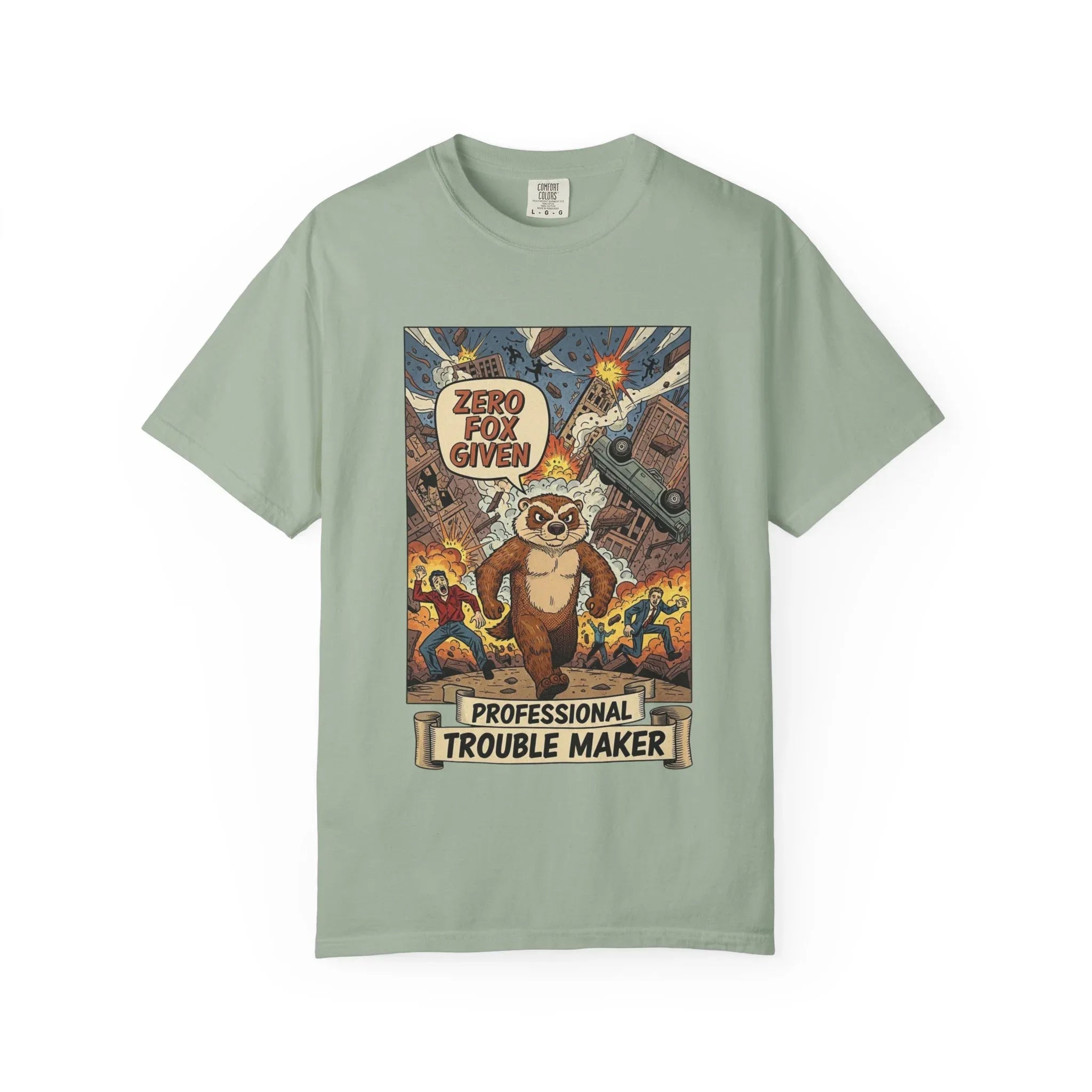 Funny Honey Badger Shirt - "Zero Fox Given" Hoodie - Retro Comic Style Monster Tee - Kaiju Animal Attack Graphic - Professional Trouble Maker Sarcastic Meme Art Bay