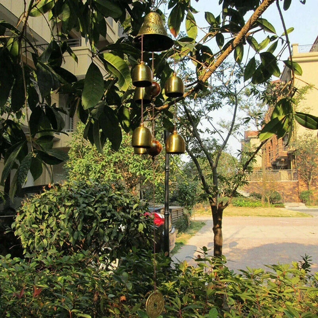 🔔 6 Copper Bells Outdoor Metal Wind Chimes – Garden & Yard Hanging Ornament Decor | Soothing Sound & Stylish Home Accent | Free Shipping