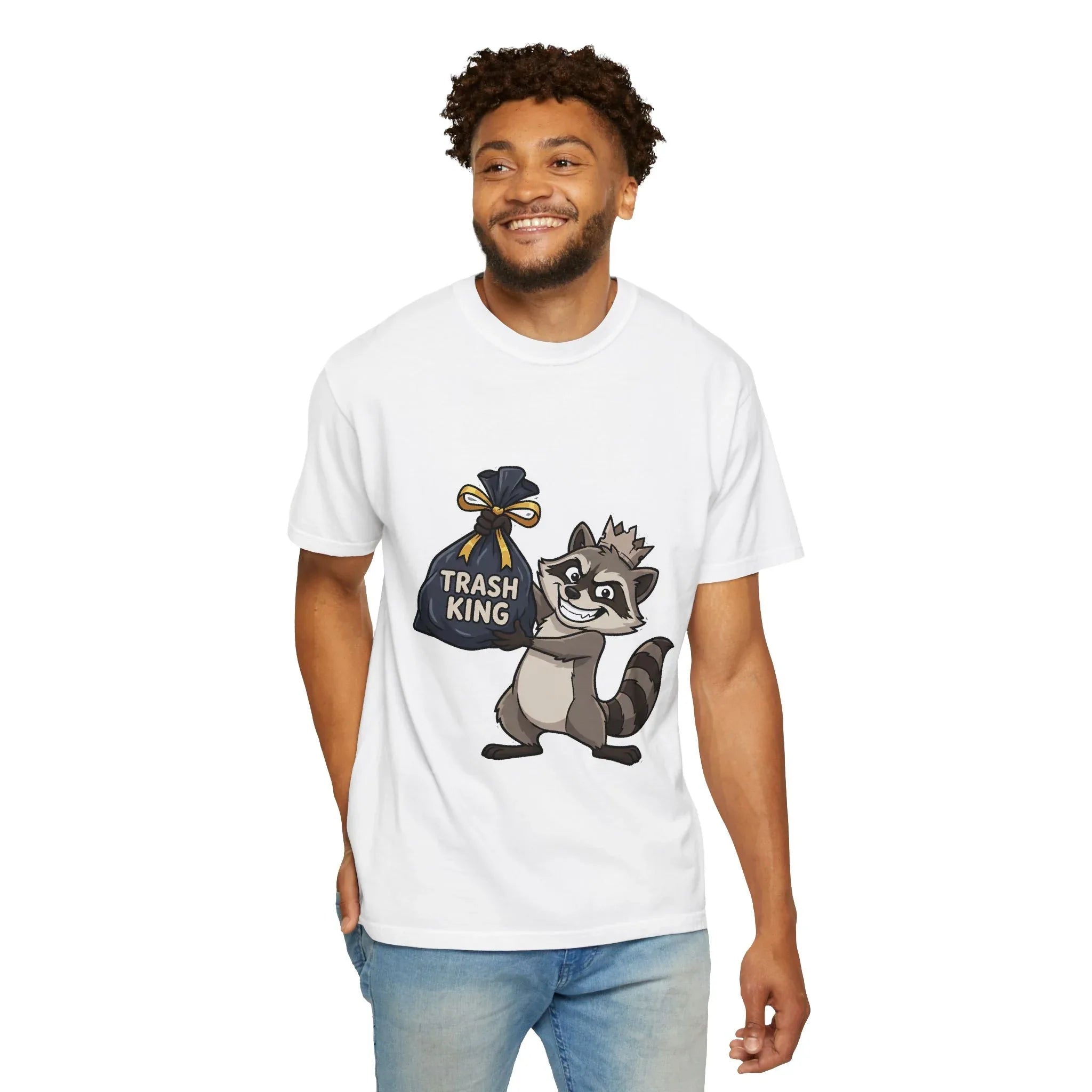 Trash King Raccoon Shirt, Funny Trash Panda Tee, Crown Trash Bag Graphic T-Shirt, Meme Streetwear Gift, Sarcastic Animal Humor