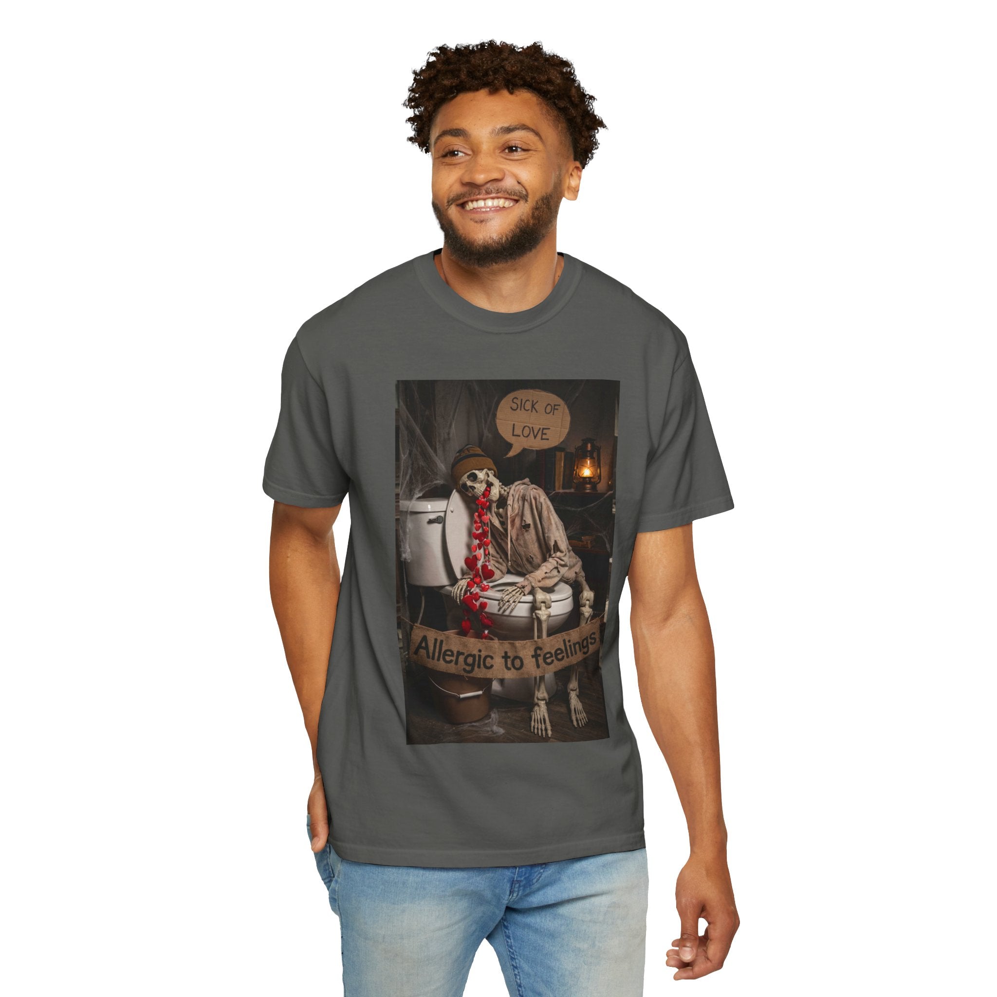 🤮 Sick of Love – Vintage Skeleton Heartbreak Satire & Grunge Streetwear Vintage Skeleton Graphic Tee - Sick of Love Dark Humor Streetwear