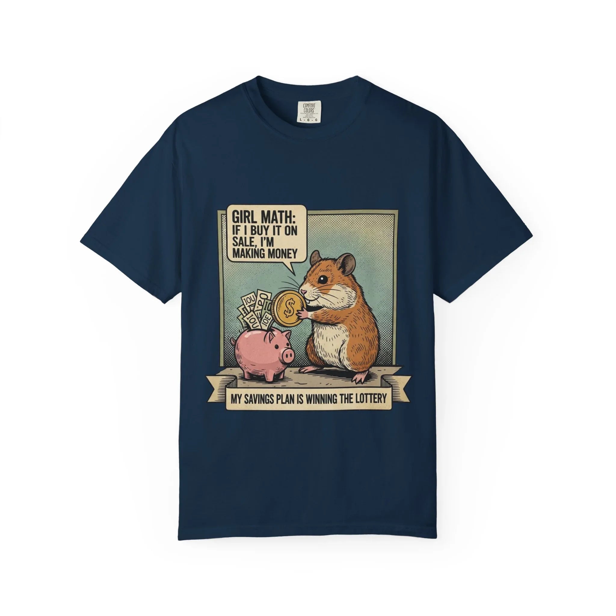 Funny Opossum "I Identify As Rich" Shirt - Sarcastic Inflation Arch-Nemesis Tee - Broke Life Screaming Opossum Graphic T-Shirt - Relatable Adulting Humor Gift - Vintage Dark Humor Streetwear True Navy