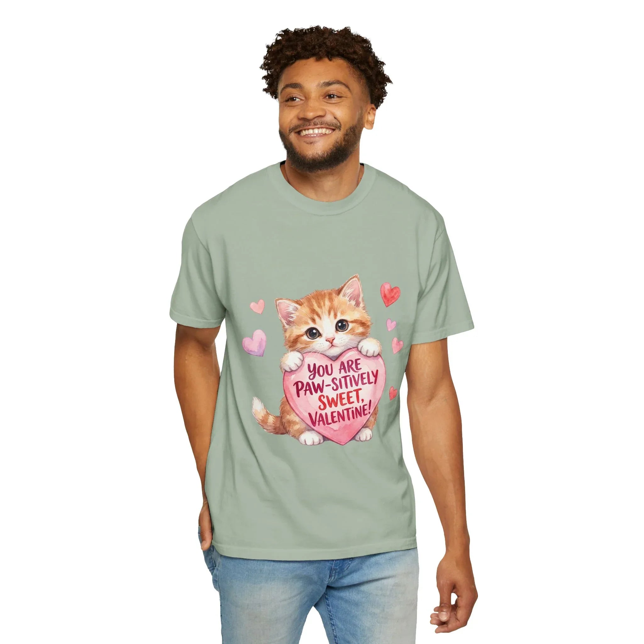 Paw-sitively Sweet Valentine Kitten T-Shirt | Cute Cat Lover Gift | Vintage Aesthetic Love Tee | Soft Cozy Valentine Shirt