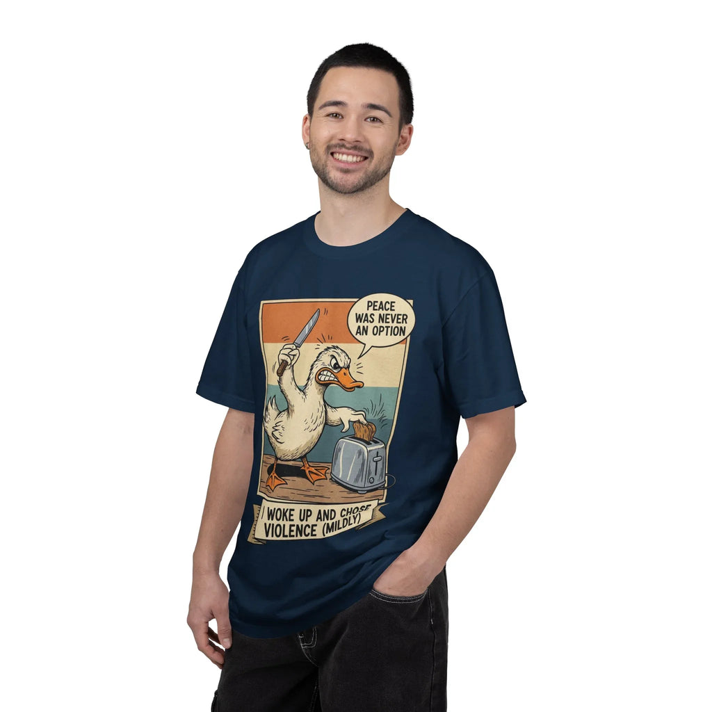 Funny Duck Meme Shirt - "Peace Was Never An Option" Retro Tee - Angry Bird Knife Graphic - I Woke Up And Chose Violence (Mildly) - Vintage Aesthetic Sarcastic Gift