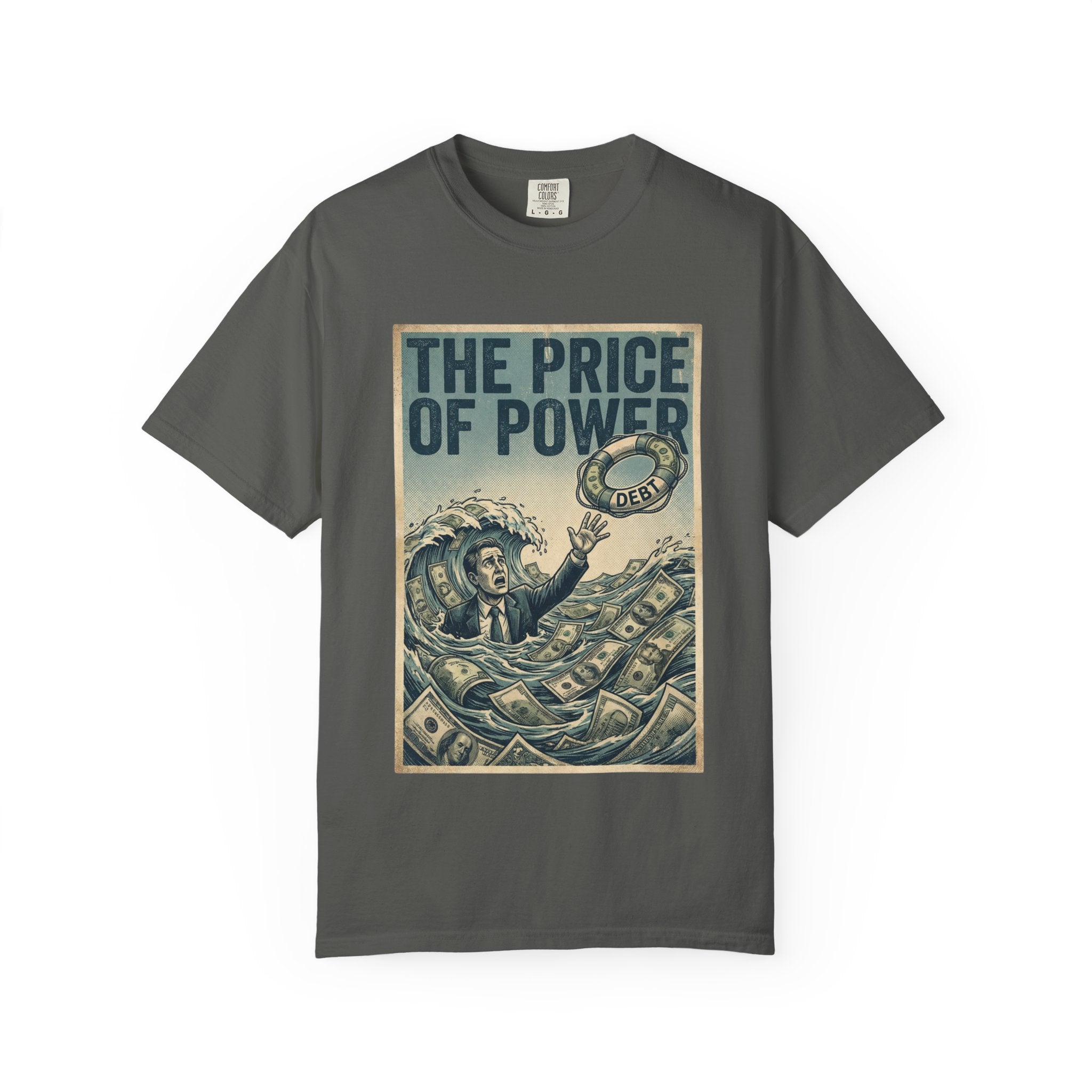 Vintage Dystopian Debt Shirt, Retro All-Seeing Eye Tee, Corporate Tech Overload Graphic, Dark Academia Aesthetic, Gift for Economists & Techies, Philosophy Satire Unisex T-Shirt Pepper