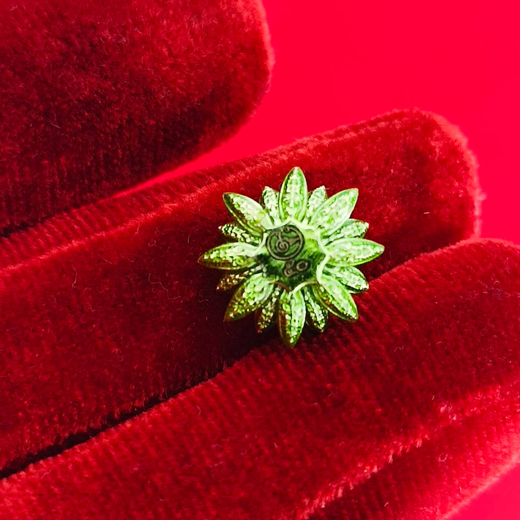 Sacred Pikul Flower Amulet – Prosperity & Blessing in Green Bronze