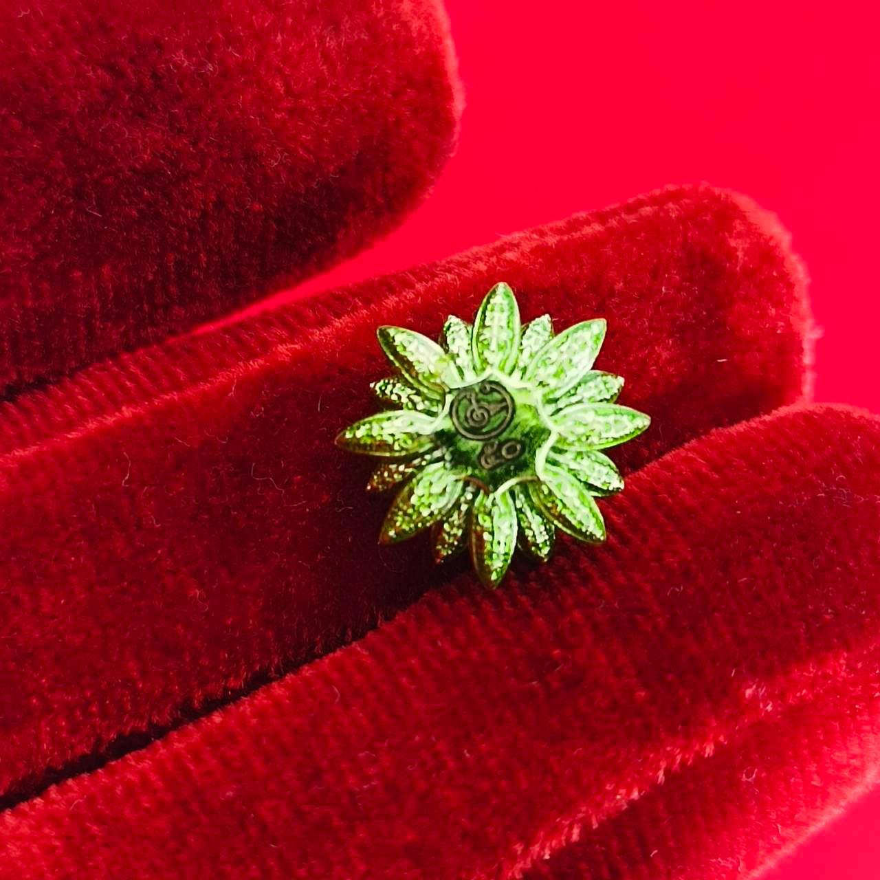 Sacred Pikul Flower Amulet in Green Bronze for Prosperity and Blessings
