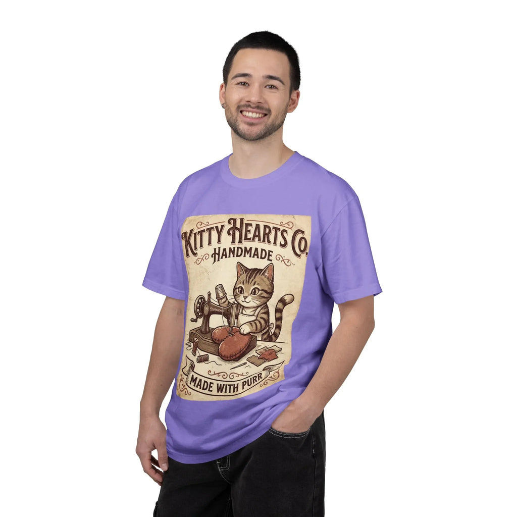 Kitty Hearts Co T-Shirt | Vintage Handmade Cat Sewing Made With Purr Graphic Tee