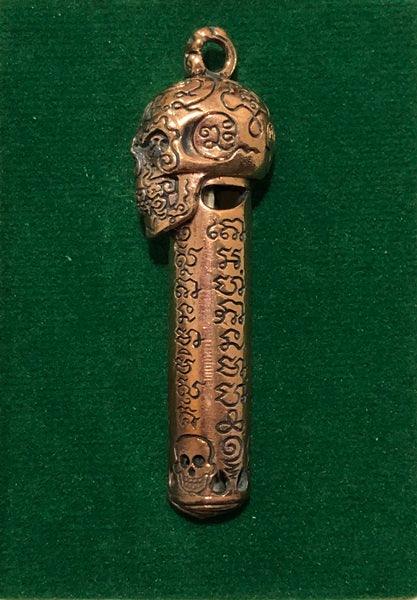 💀 Golden Skull Takrut "Sap Mang Kang" (1st Edition, 2013): Wealth & Protection Amulet – Phra Ajarn Lek, Wat Tham Khao Noi – Gambling Luck & Ghost Whisperer