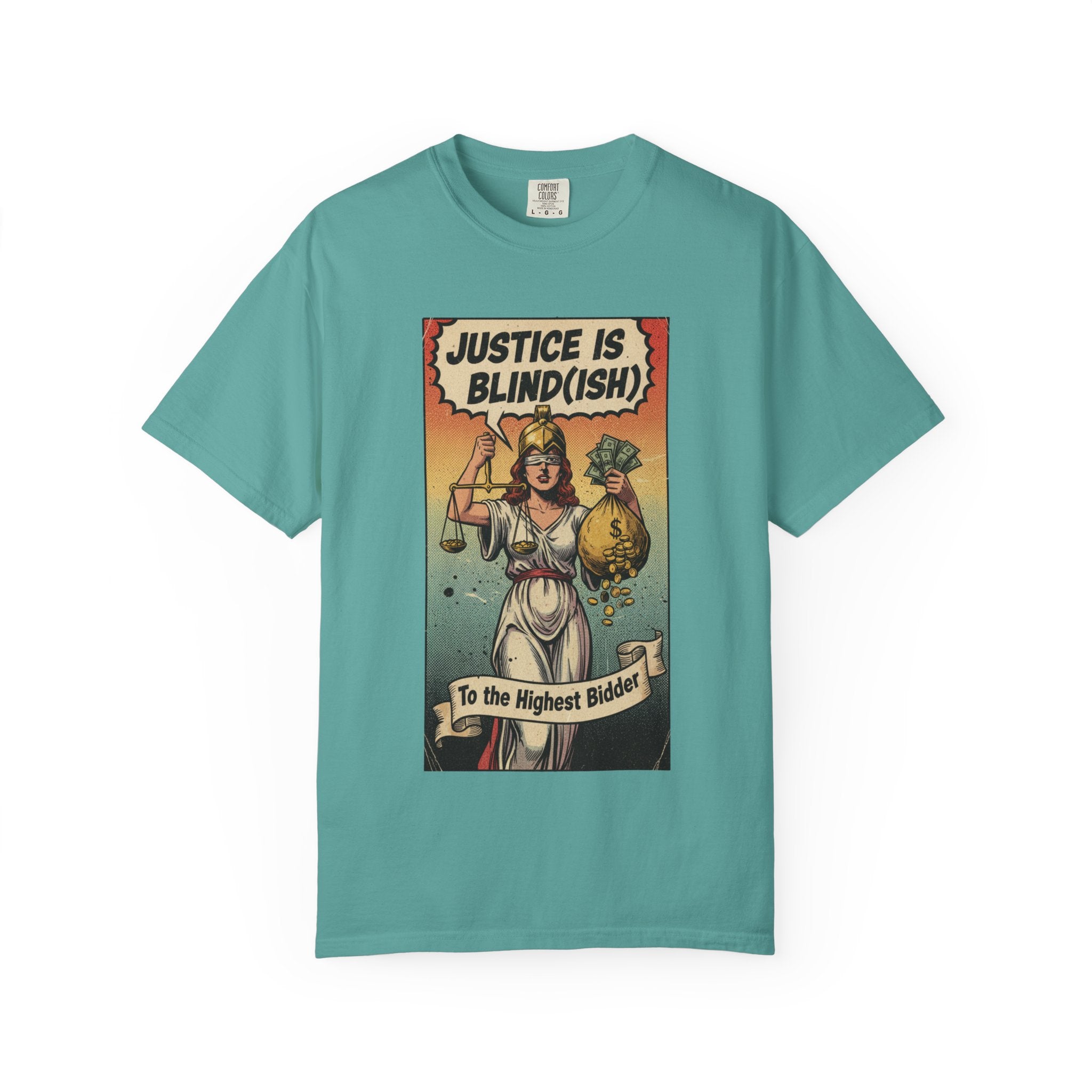Vintage Satirical T-Shirt | Political Theater & System is Rigged Retro Tee | Sarcastic Dark Humor Shirt | Unisex Premium Cotton Graphic Tee Seafoam