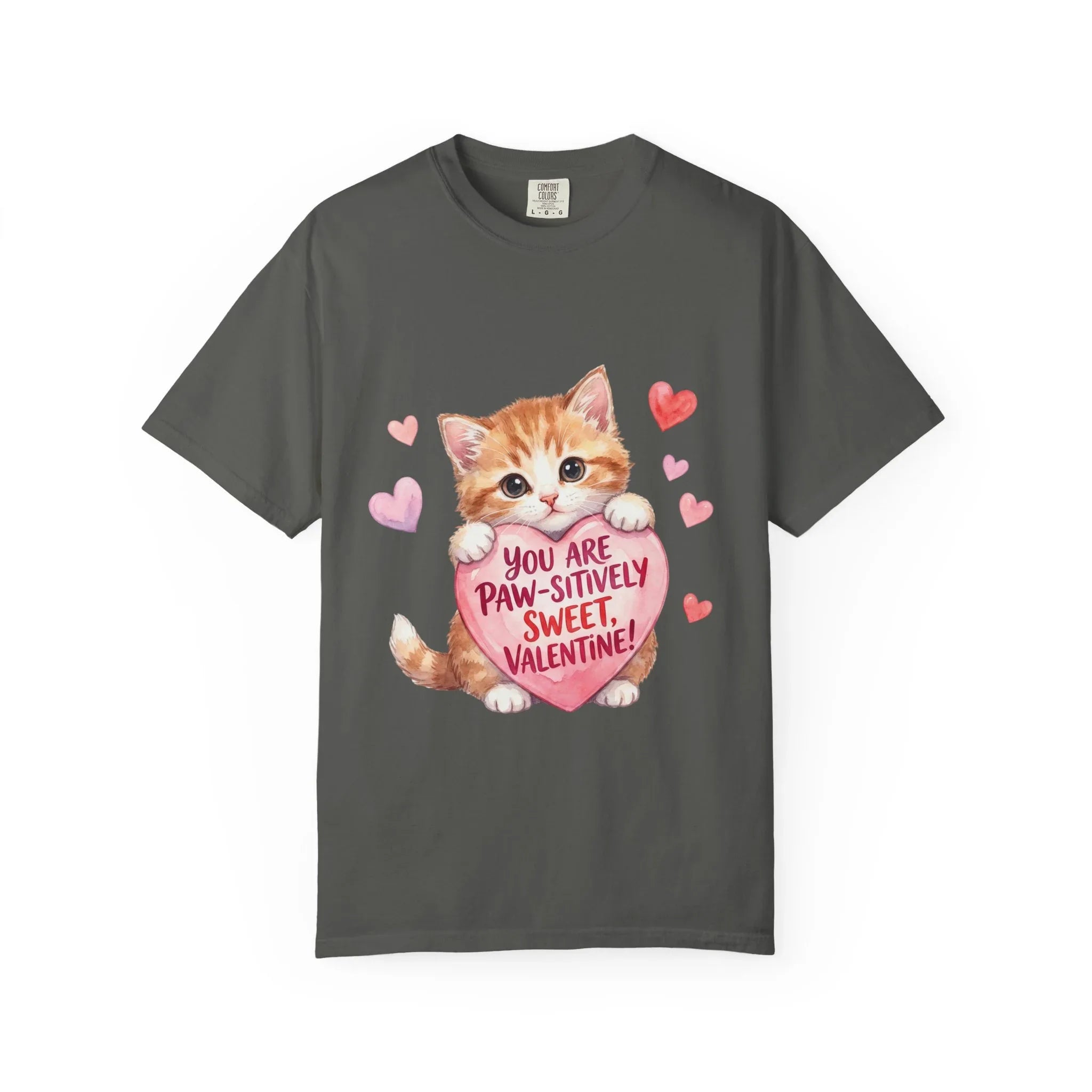 Paw-sitively Sweet Valentine Kitten T-Shirt | Cute Cat Lover Gift | Vintage Aesthetic Love Tee | Soft Cozy Valentine Shirt Pepper