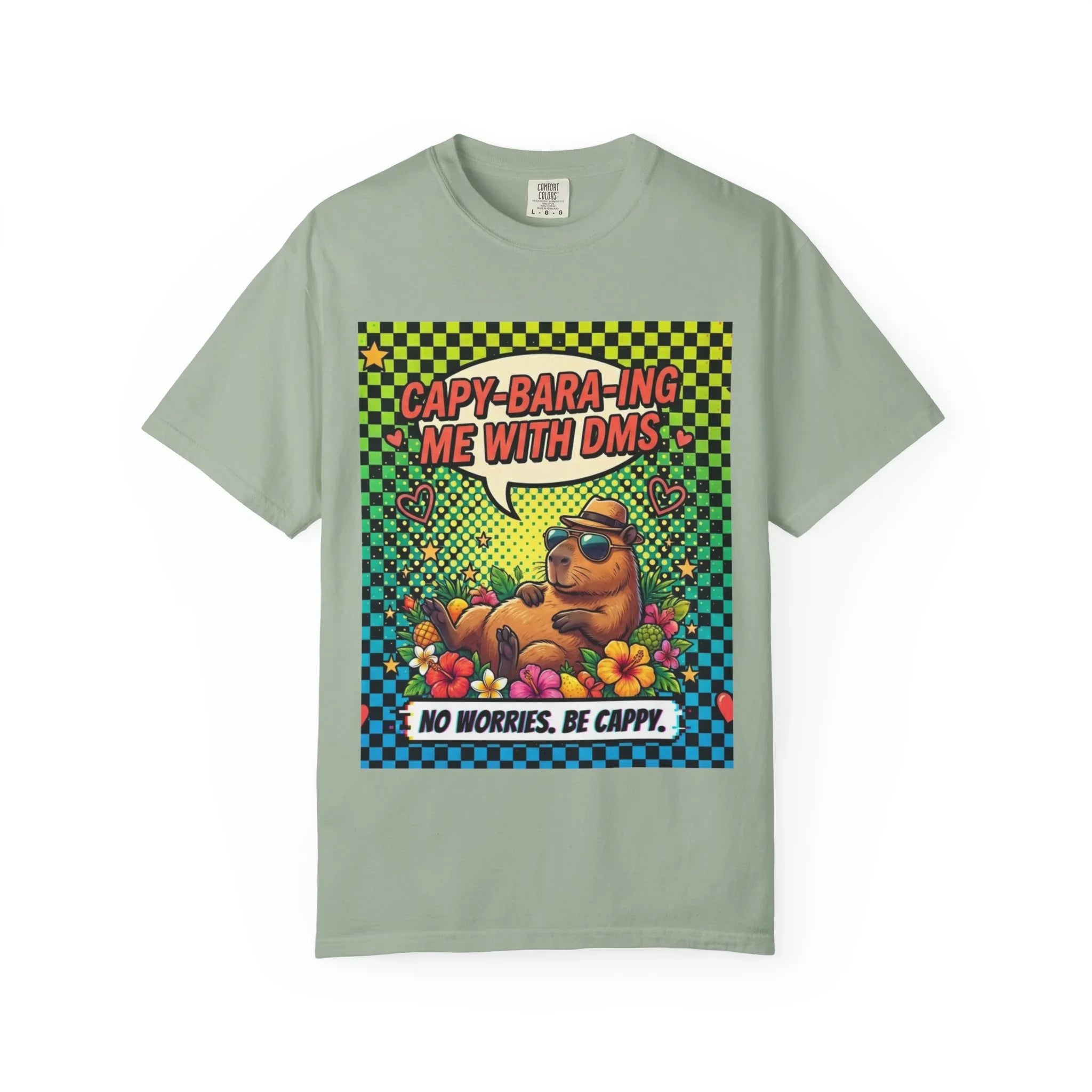 Capybara Relaxing Cartoon T-Shirt | Capy-bara-ing Me With DMs Tee | No Worries Be Cappy | Viral Meme Humor Gift Shirt Bay