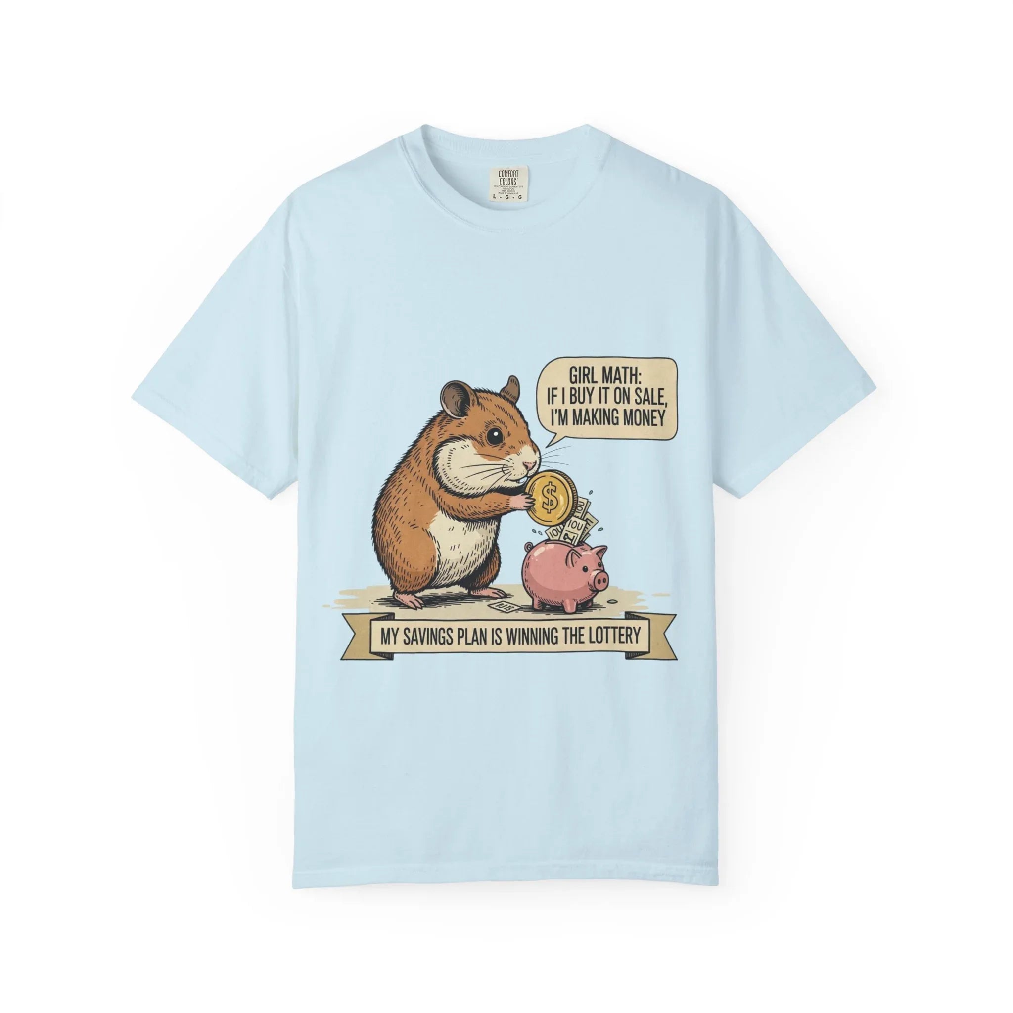 Funny Girl Math Shirt Hamster Saving Plan Tee Student Loan Otter Shirt Financially Stable Sloth Broke Life Gift Sarcastic Adulting Humor Chambray