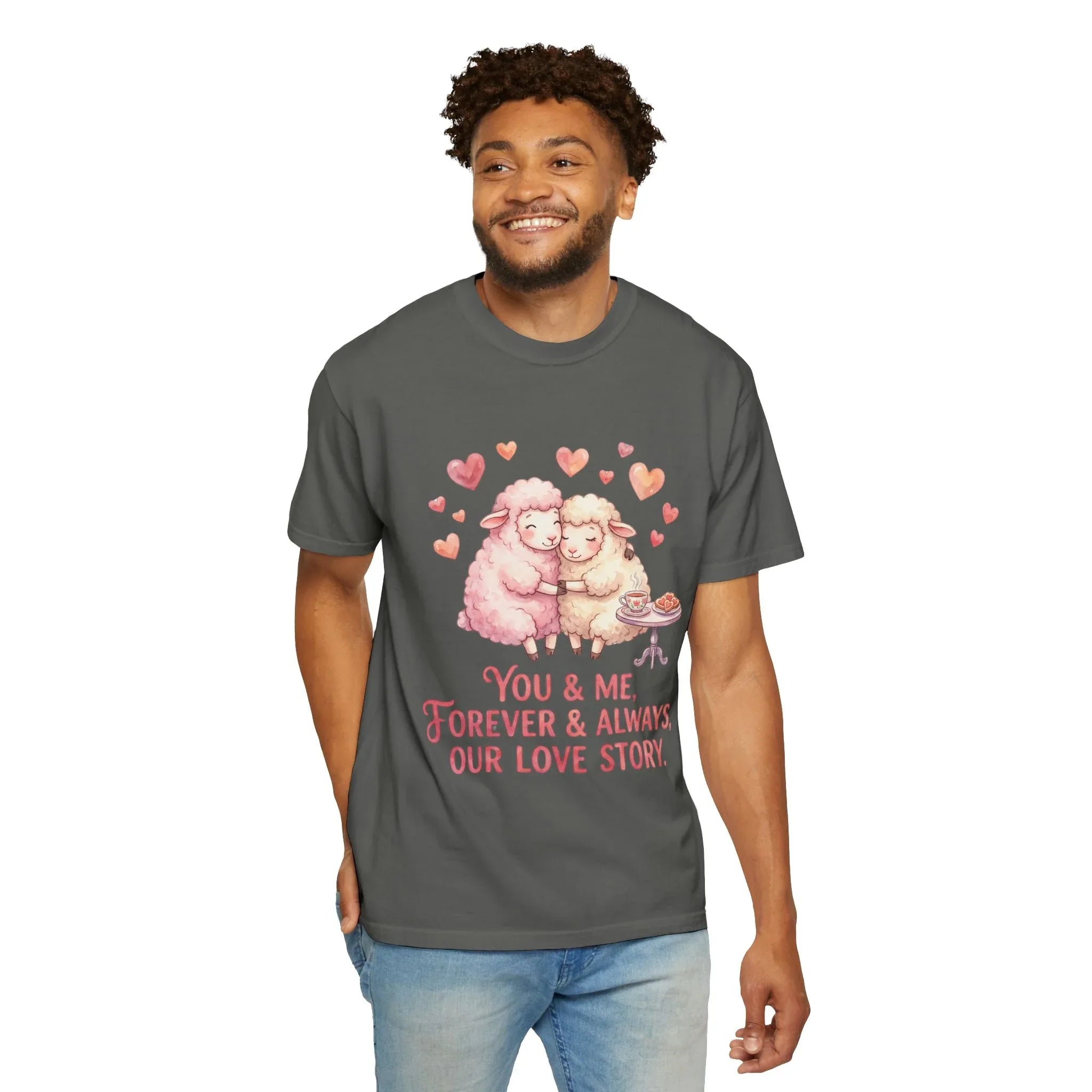 You and Me Forever Always Our Love Story T-Shirt | Cute Sheep Couple Tee | Cozy Valentine Gift | Vintage Soft Romantic Shirt