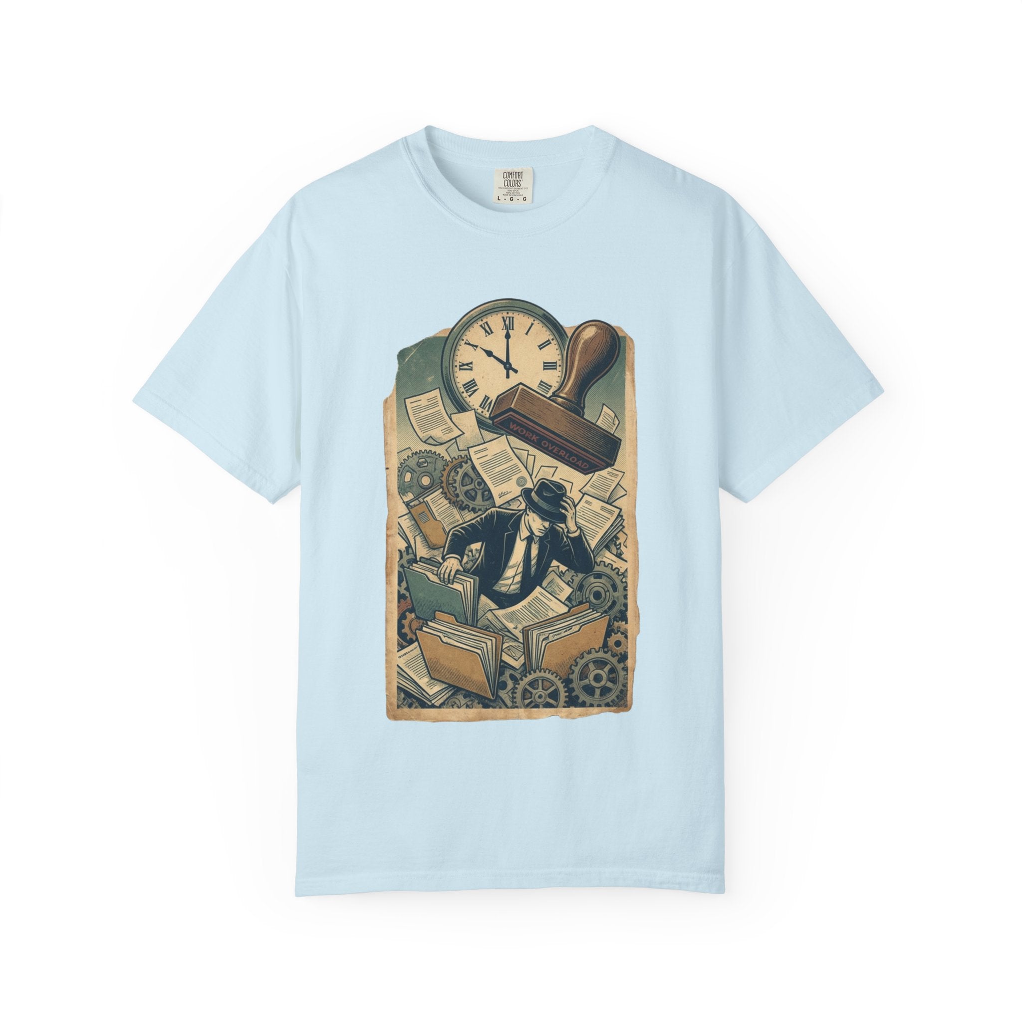 Vintage Dystopian Shirt, All Seeing Eye Surreal Art Tee, Corporate Overload Graphic, Dark Academia Aesthetic, Gift for Philosophy Lovers, Oversized Unisex Sarcastic T-Shirt Chambray