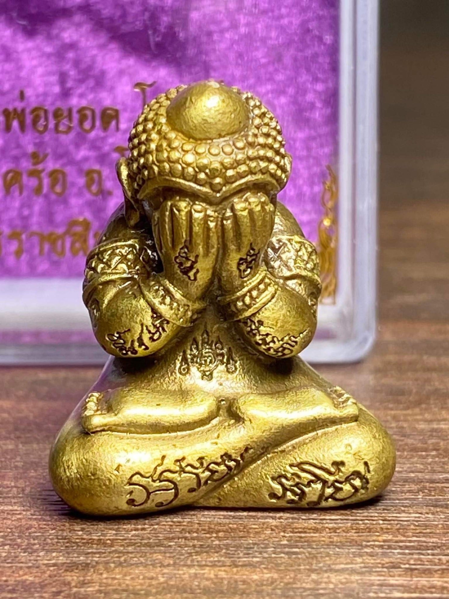 ✨ Satin Golden Bell Wealth Phra Pidta – “Miracle Fortune & Prosperity” Thai Buddha Amulet by Luang Pho Yod (Wat Takroh, Nakhon Ratchasima 2022)