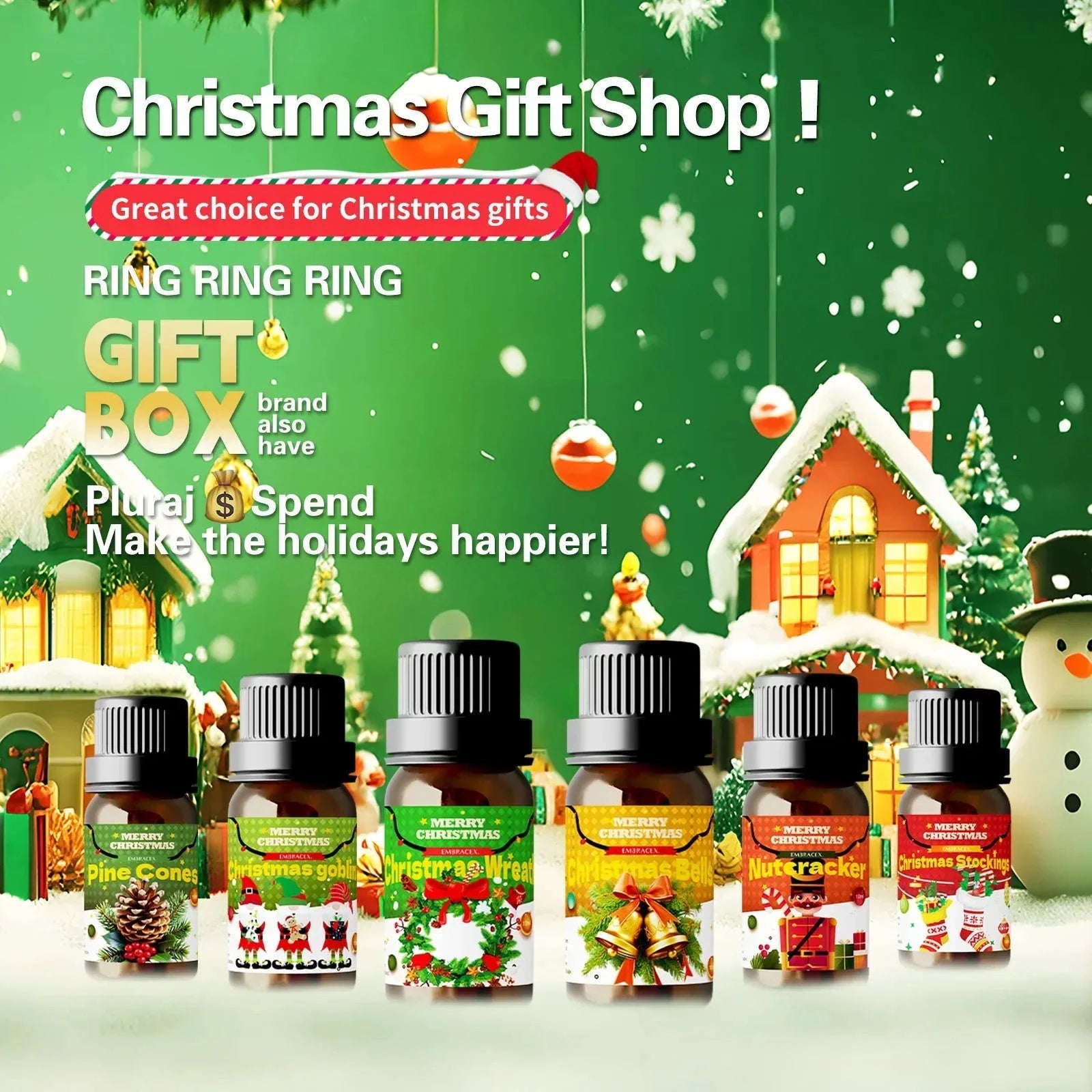 🎄 6PC/1PC Christmas Perfume Essential Oil Gift Set – Festive Aromatherapy Collection for Diffuser, Candle Making, and Home Freshening