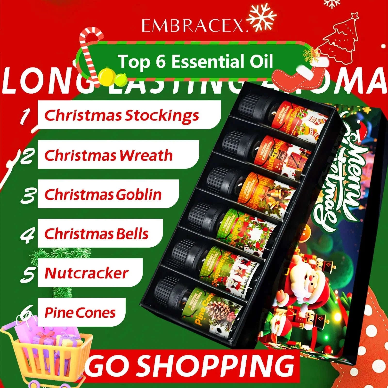 🎄 6PC/1PC Christmas Perfume Essential Oil Gift Set – Festive Aromatherapy Collection for Diffuser, Candle Making, and Home Freshening Gift Merry Christmas