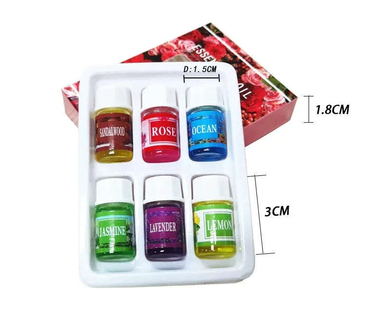 6PCS 3ML Essential Oil for Aromatherapy Diffuser Humidifier Stone Natural Plant Air Freshener Fragrance Lavender Jasmine Perfume