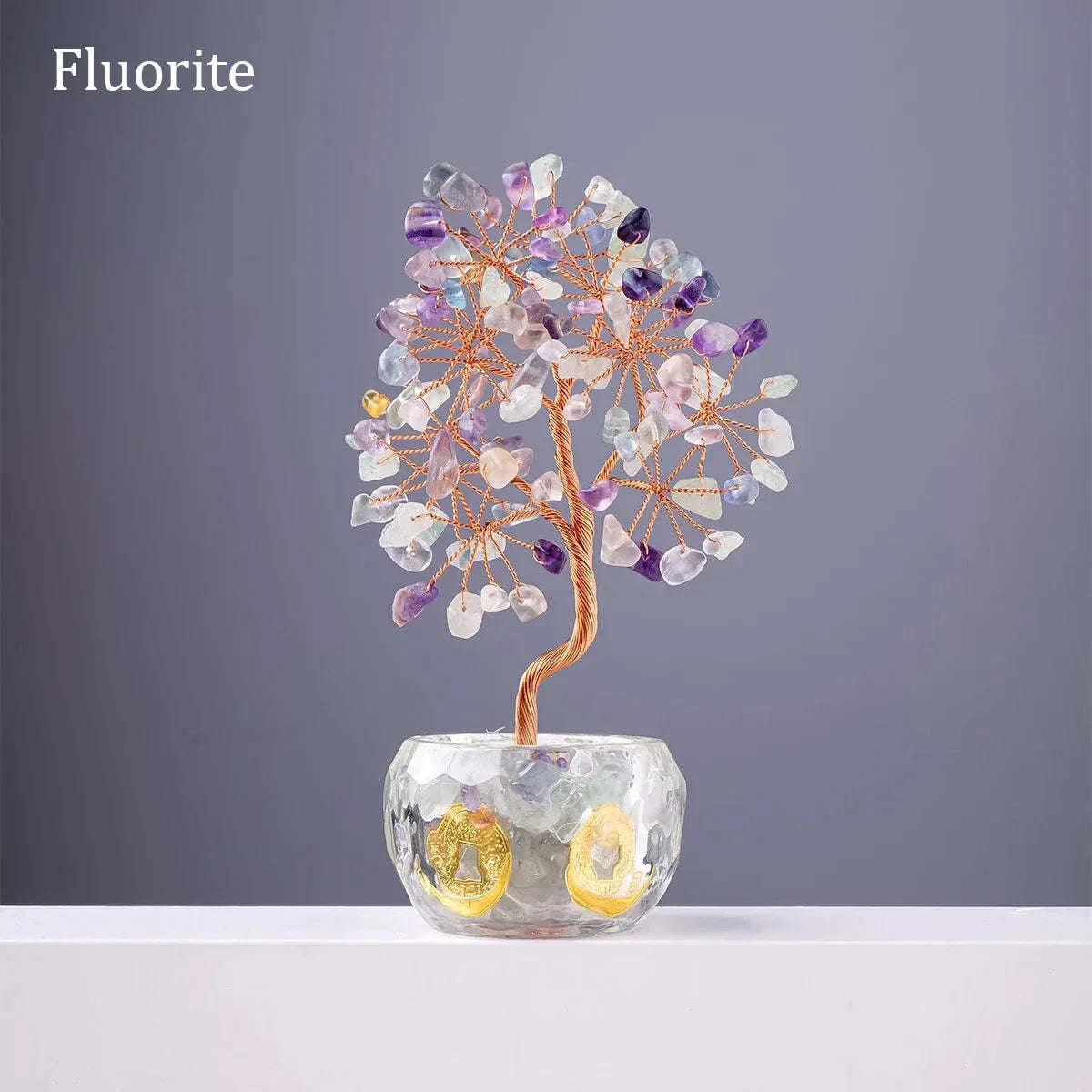 🌳 7 Chakra Healing Crystal Tree: "Get Rich" Money Tree with Natural Stones – Feng Shui Bonsai for Wealth, Luck & Home Office Decor fluorite
