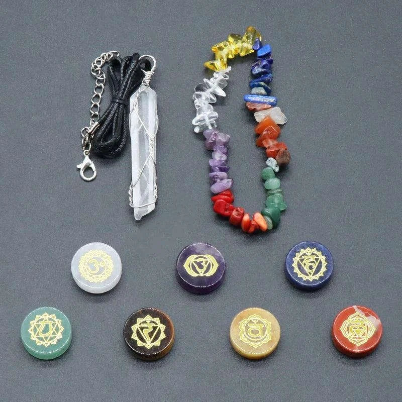 🌈 7 Chakra Healing Stone Bracelet Set: Elegant Natural Quartz & Gemstone Ornament – Balancing Energy Decor & Spiritual Harmony Gift