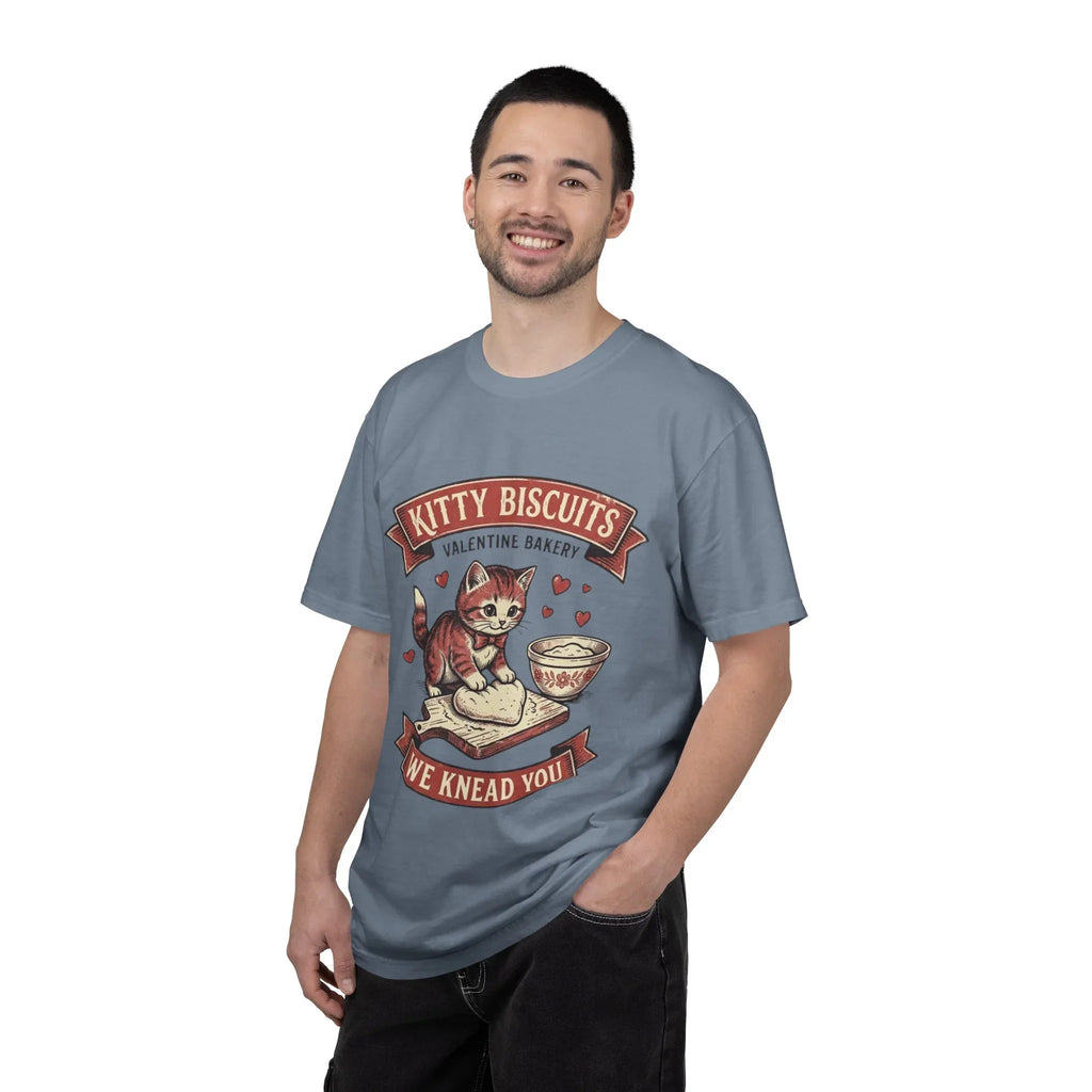 Kitty Biscuits T-Shirt | Valentine Bakery Cat We Knead You Graphic Tee