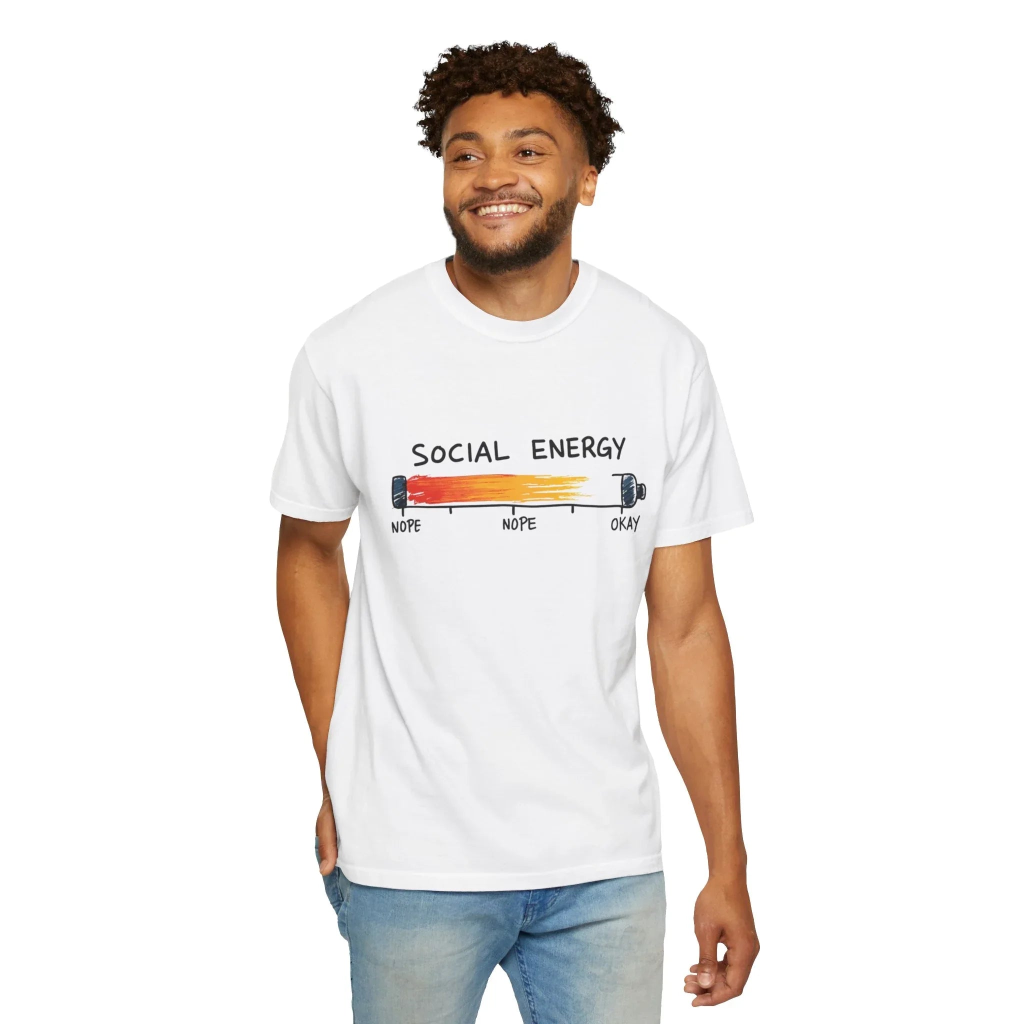 Social Energy Meter Shirt, Introvert Humor Tee, Social Battery Bar Chart T-Shirt, Funny Minimal Graphic, Nope to Okay Gift