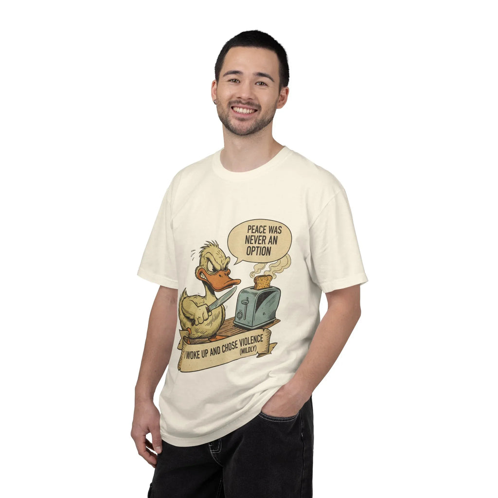 Funny Angry Duck Shirt Peace Was Never An Option Tee I Woke Up And Chose Violence Mildly Retro Graphic Tshirt Sarcastic Meme Gift Bird Lover