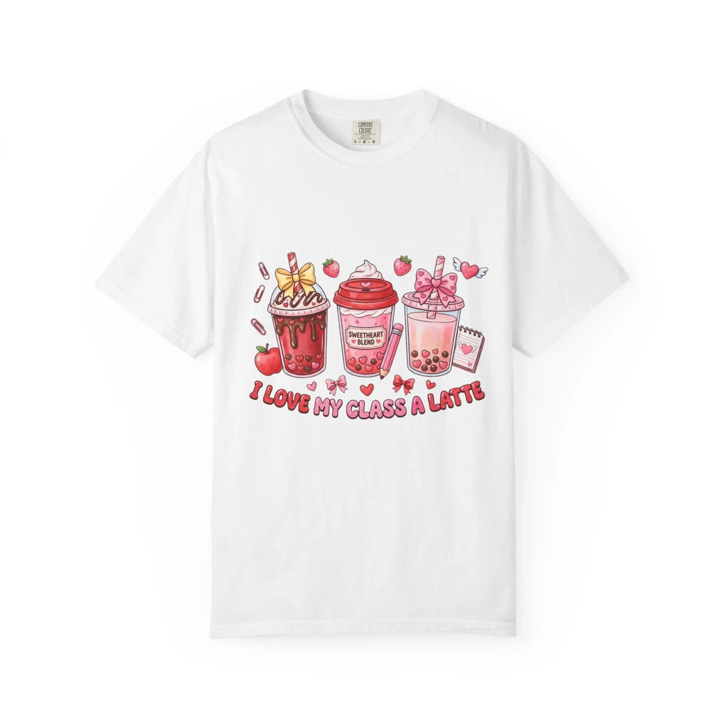 Strawberry Boba Drinks T-Shirt | I Love My Class A Latte Design | Cute Kawaii Bubble Tea Tee | Vintage Foodie Aesthetic Gift