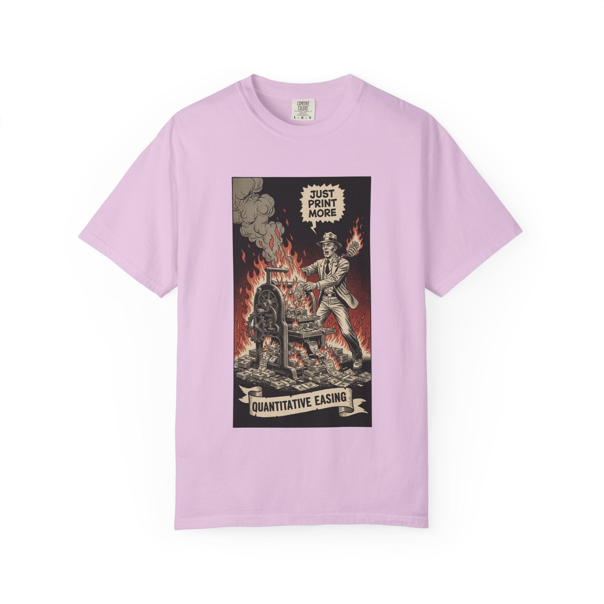 Quantitative Easing Shirt Money Printer Go Brrr Inflation Satire Tee Vintage Finance Gift Bitcoin Crypto Investor Tshirt Orchid