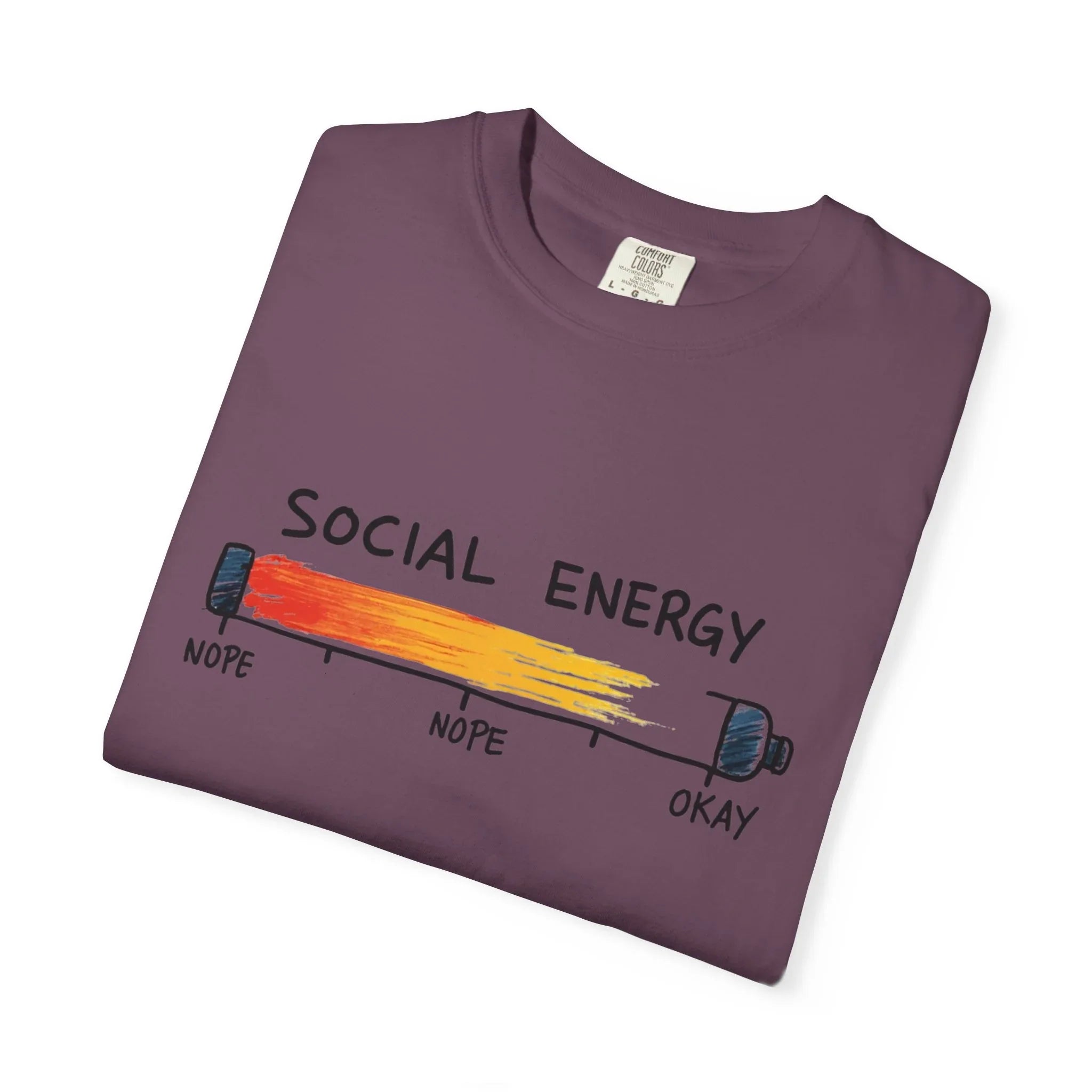 Social Energy Meter Shirt, Introvert Humor Tee, Social Battery Bar Chart T-Shirt, Funny Minimal Graphic, Nope to Okay Gift Berry M