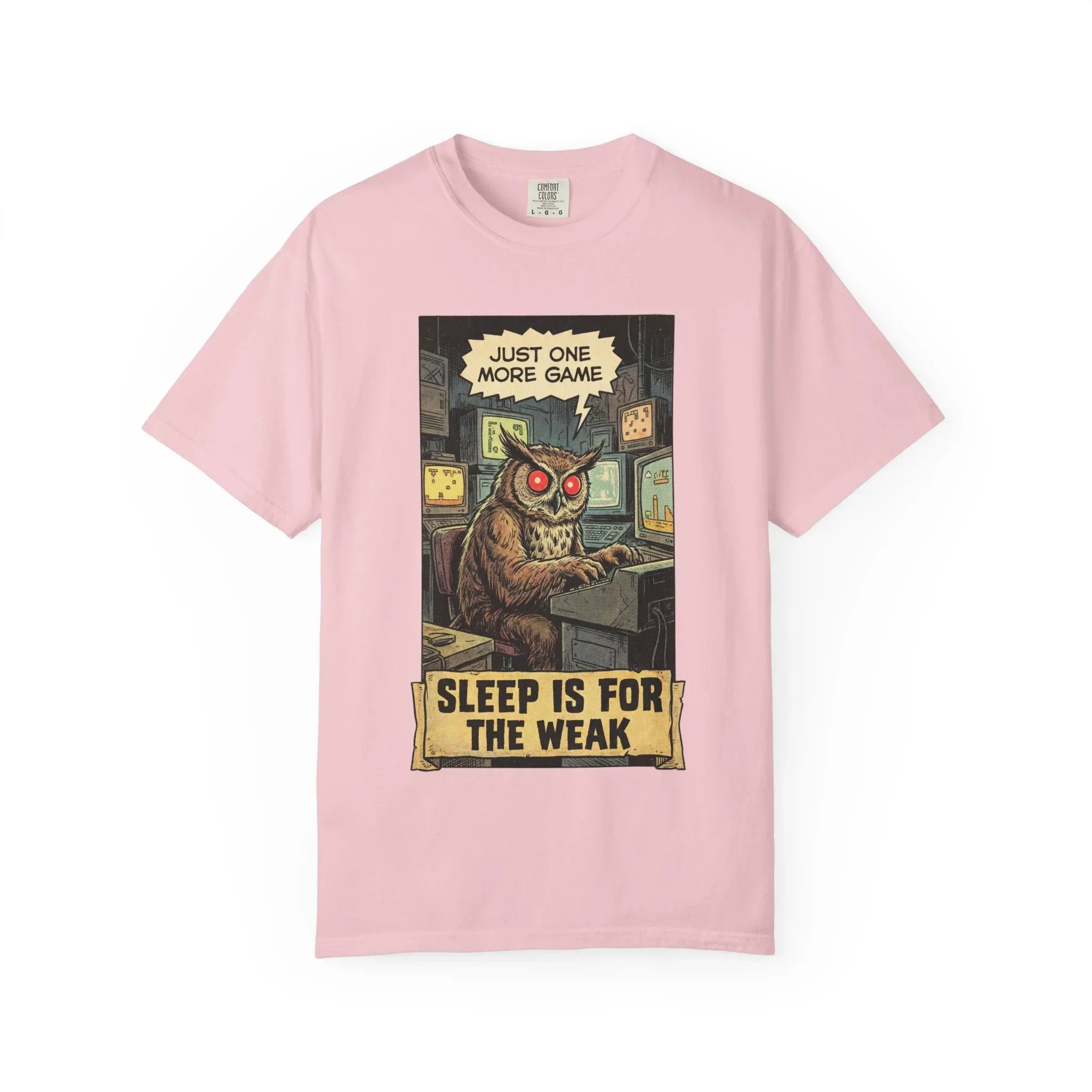 Funny Gamer Owl Shirt - "Just One More Game" Retro T-Shirt - Sarcastic Sleep is for the Weak Graphic Tee - Vintage Night Owl Gaming Gift - Gamer Husband & Boyfriend Gift Blossom