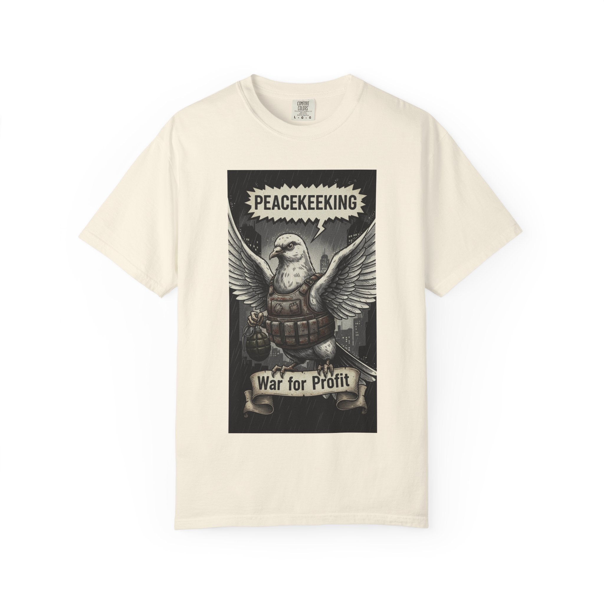 Vintage Satire Graphic Tee - Retro Political Comic Shirt - Media Manipulation & Anti-War Art - Sarcastic Social Commentary T-Shirt Ivory