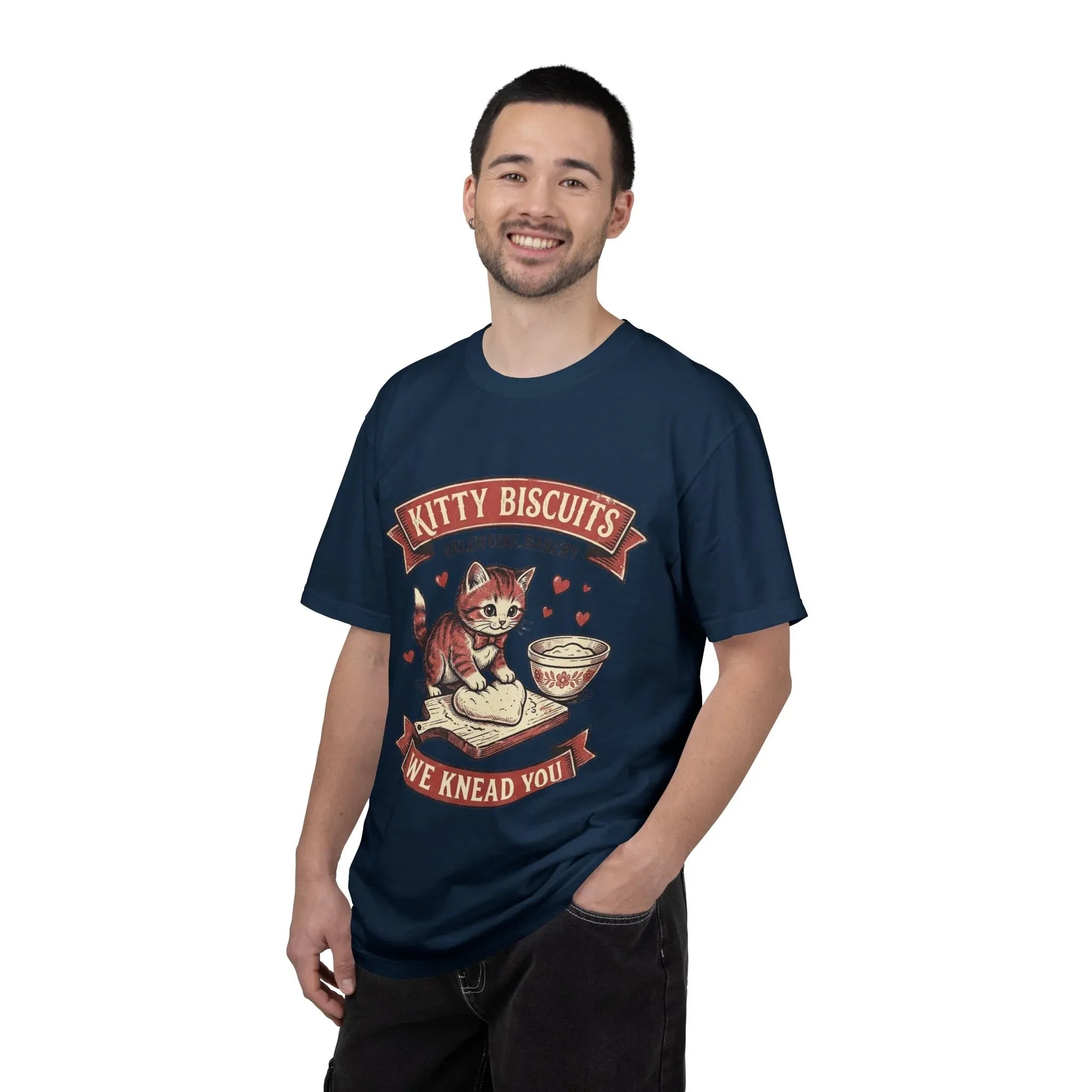 Kitty Biscuits T-Shirt | Valentine Bakery Cat We Knead You Graphic Tee